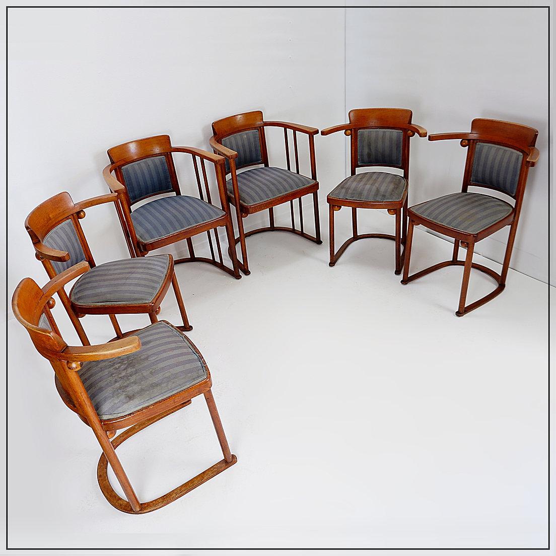 Art Nouveau Josef Hoffmann for Jacob et Josef Kohn Art nouveau seating set 4+2