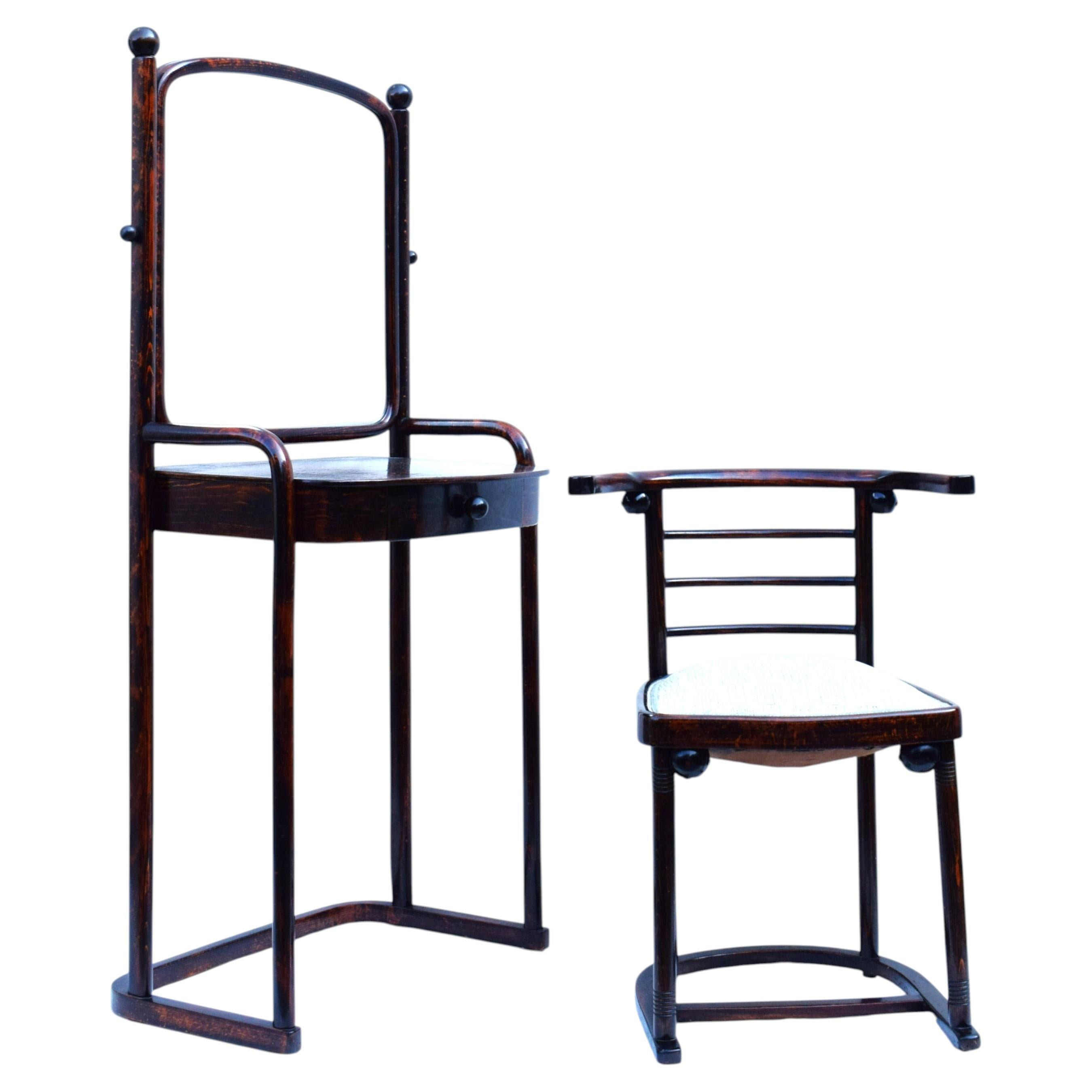 Josef Hoffmann per Jacob & Josef Kohn: toeletta modello 1134 e sedia Bat in vendita