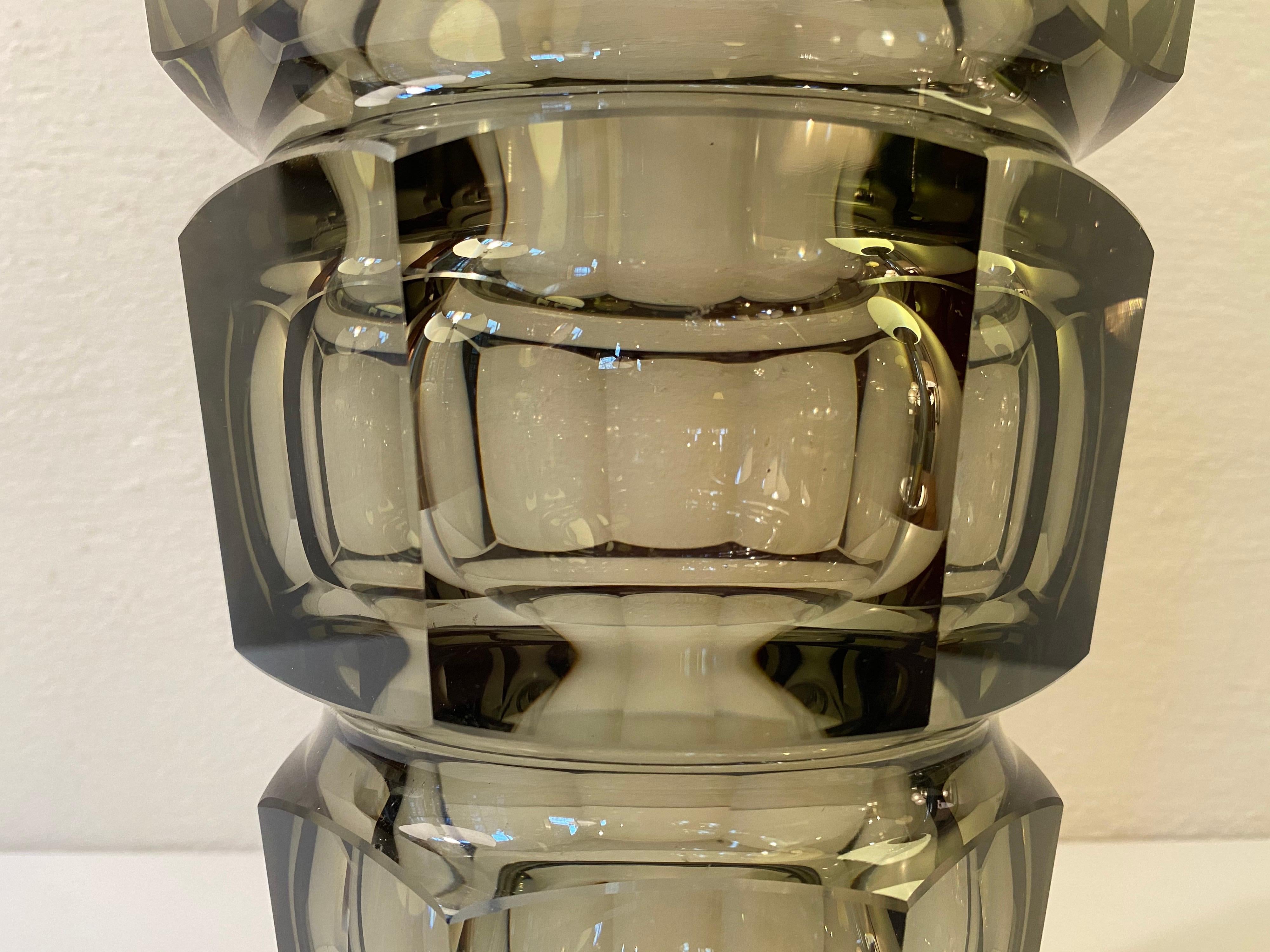 Josef Hoffmann for Moser Topaz or Smoked Glass Vase In Good Condition In Philadelphia, PA