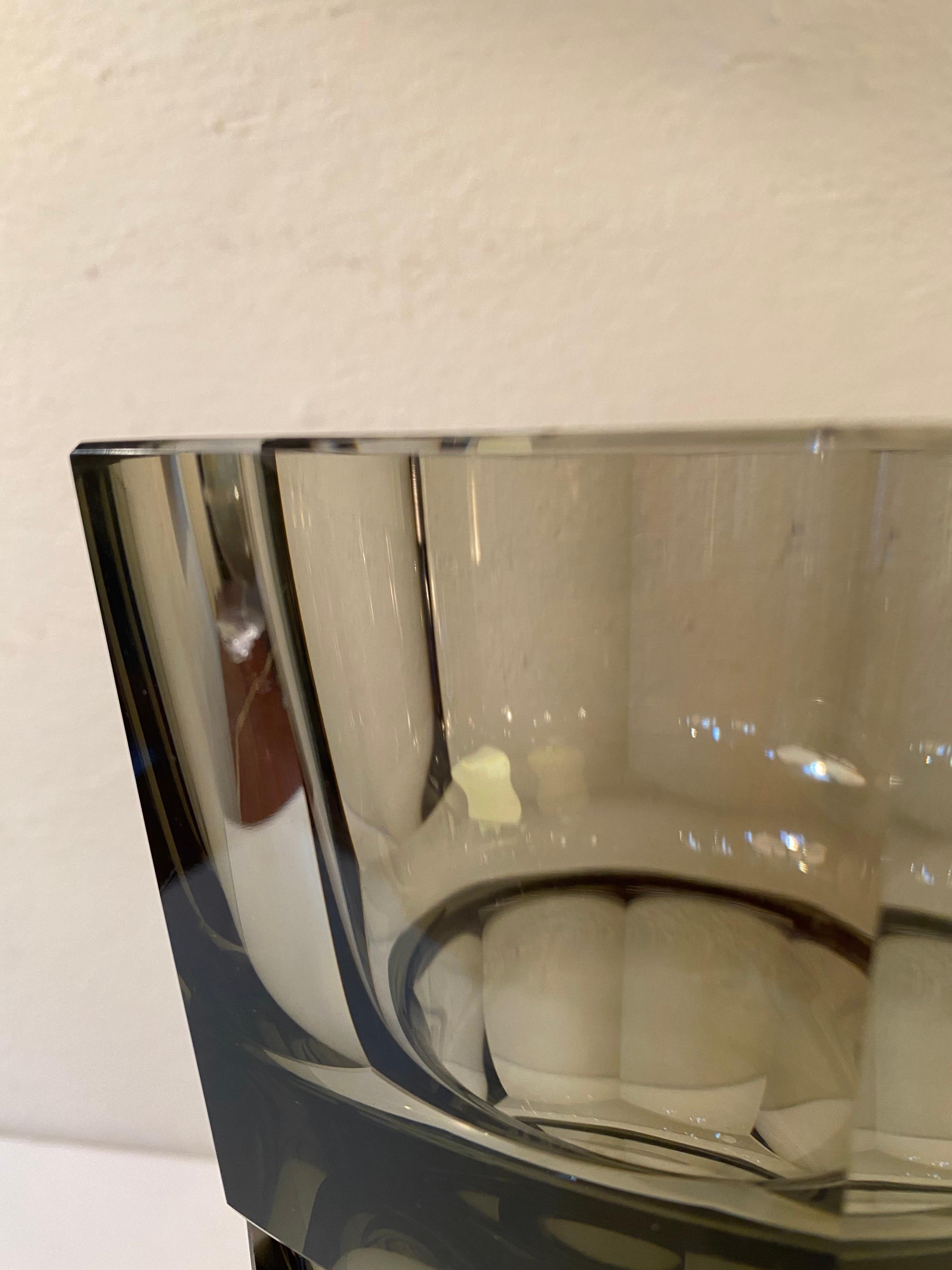 Art Glass Josef Hoffmann for Moser Topaz or Smoked Glass Vase