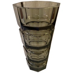 Josef Hoffmann for Moser Topaz or Smoked Glass Vase