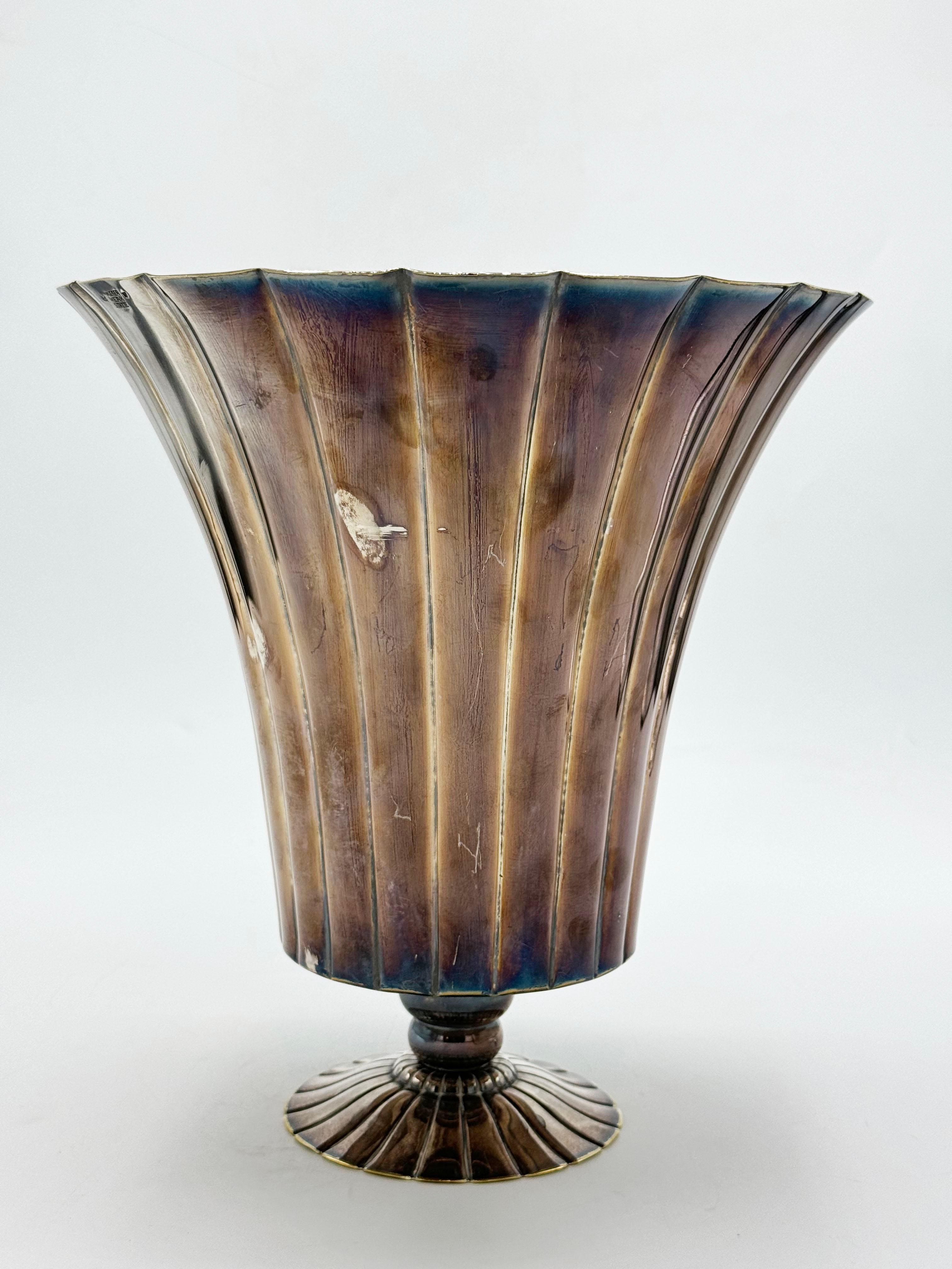 Josef Hoffmann für Wiener Werkstatte Wien um 1930 Metallvase 3
