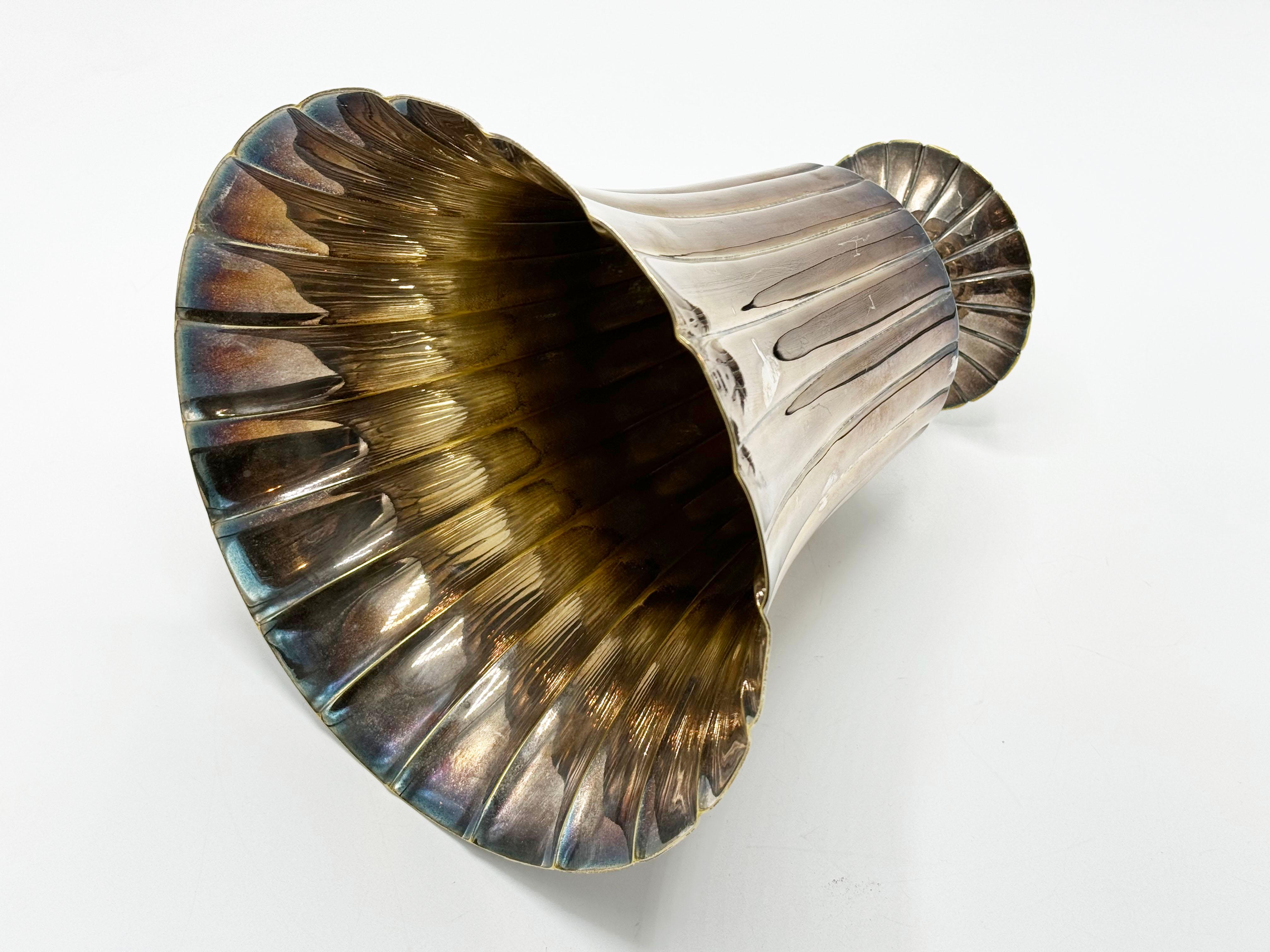 Josef Hoffmann für Wiener Werkstatte Wien um 1930 Metallvase 7