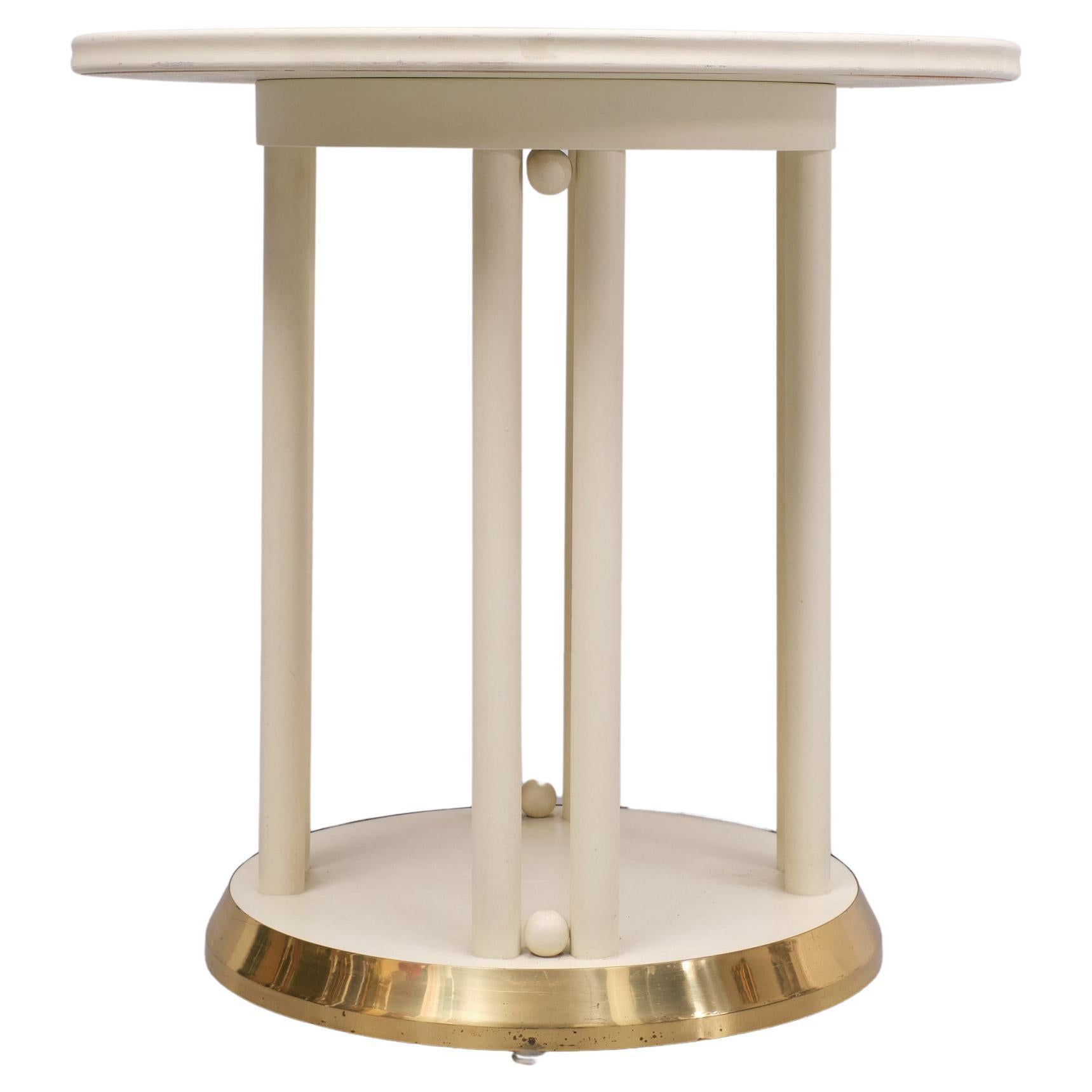 Round cocktail Table designed by Josef Hoffmann,  circa 1910 for Cabaret Fledermaus in Vienna. Manufactured by Wittmann   (Austria), circa 1960.
Lacquered Beech wood ,Glass top and original upholstery.
With manufacturers label to the underside.

In