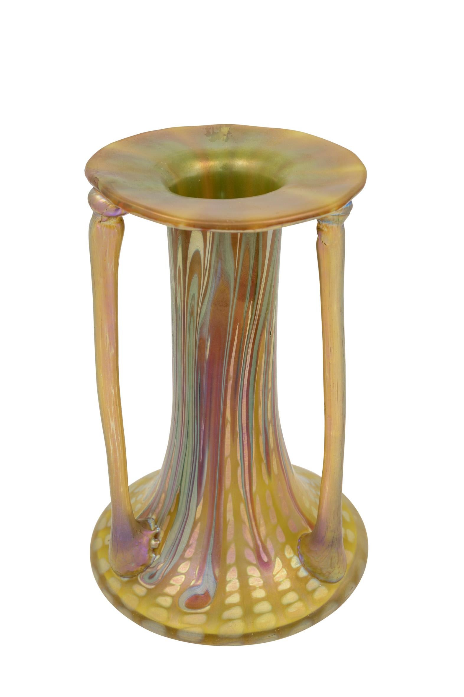 Jugendstil Josef Hoffmann Franz Hofstoetter Glass Vase Loetz, circa 1900 For Sale