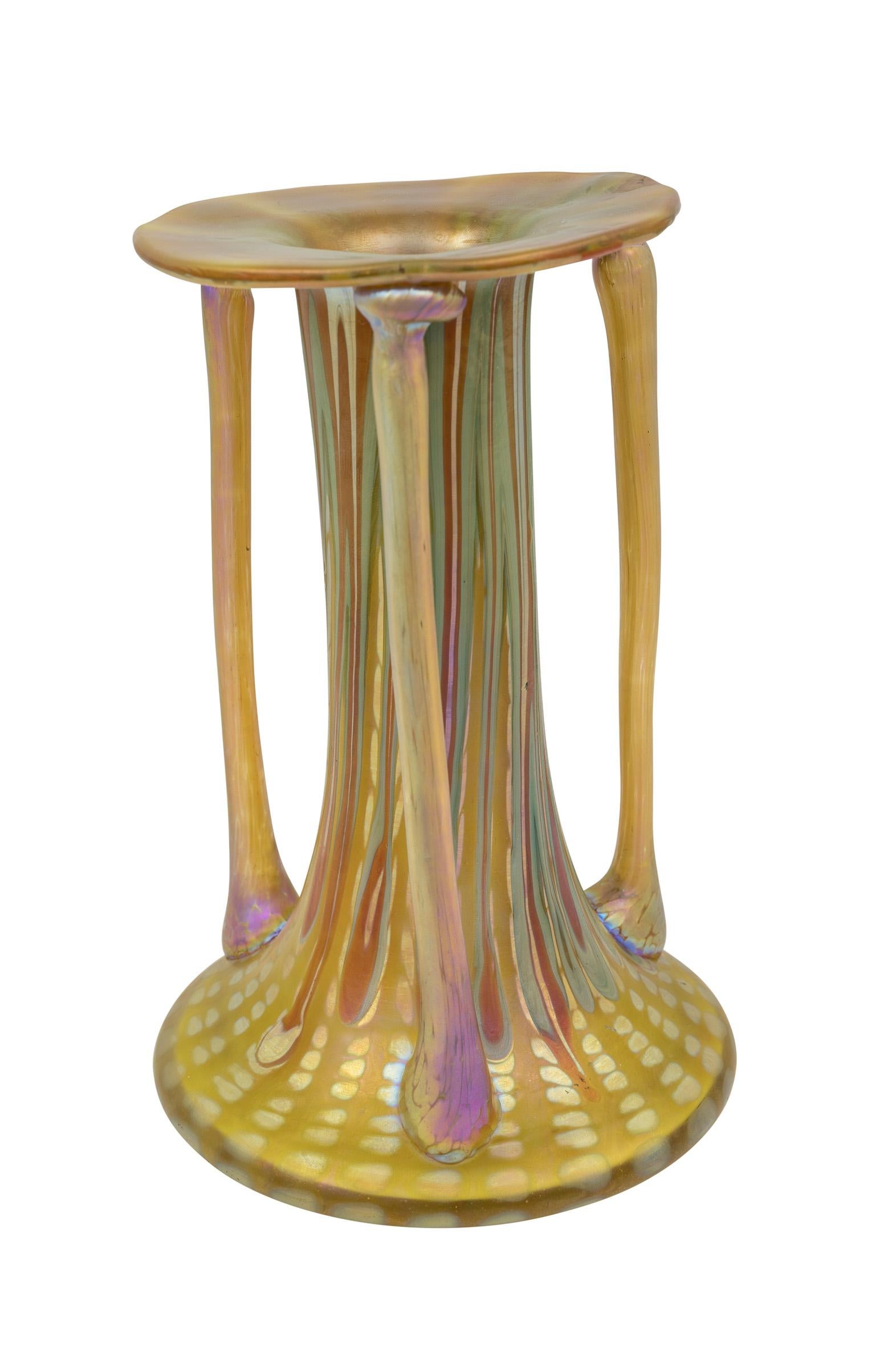 Austrian Josef Hoffmann Franz Hofstoetter Glass Vase Loetz, circa 1900 For Sale