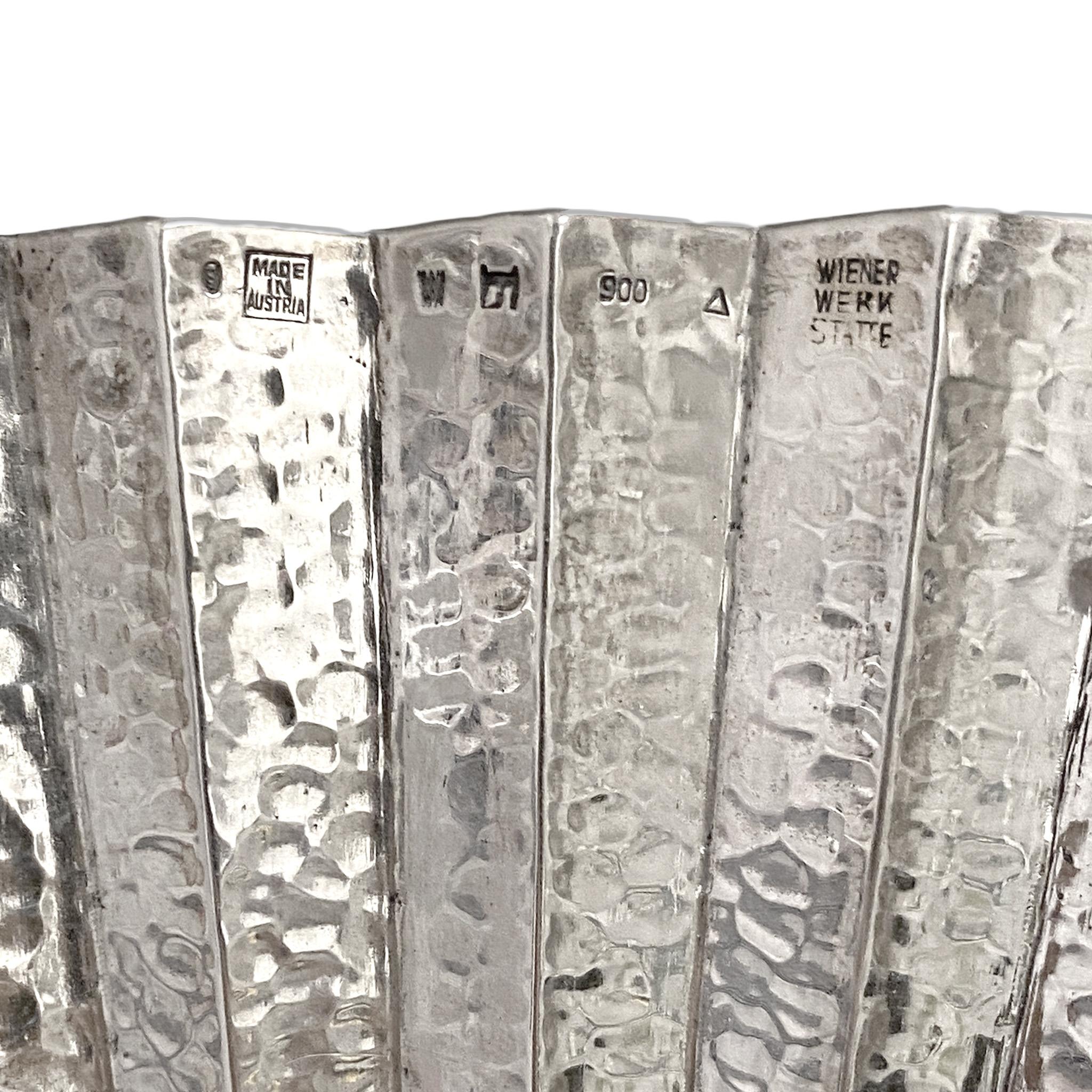 Josef Hoffmann Hammered Silver Centerpiece and Pair of Vases In Excellent Condition For Sale In New York, NY