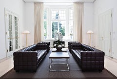 Josef Hoffmann Jugendstil Brass and Opaline Glass Floor Lamp, Re-Edition