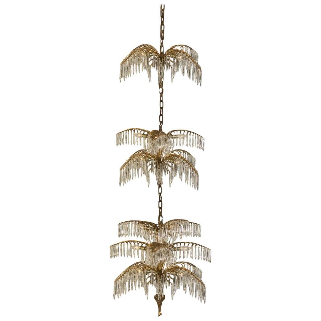 Josef Hoffmann Jugendstil Crystal Chandelier "Palme Shanghai" Re-Edition