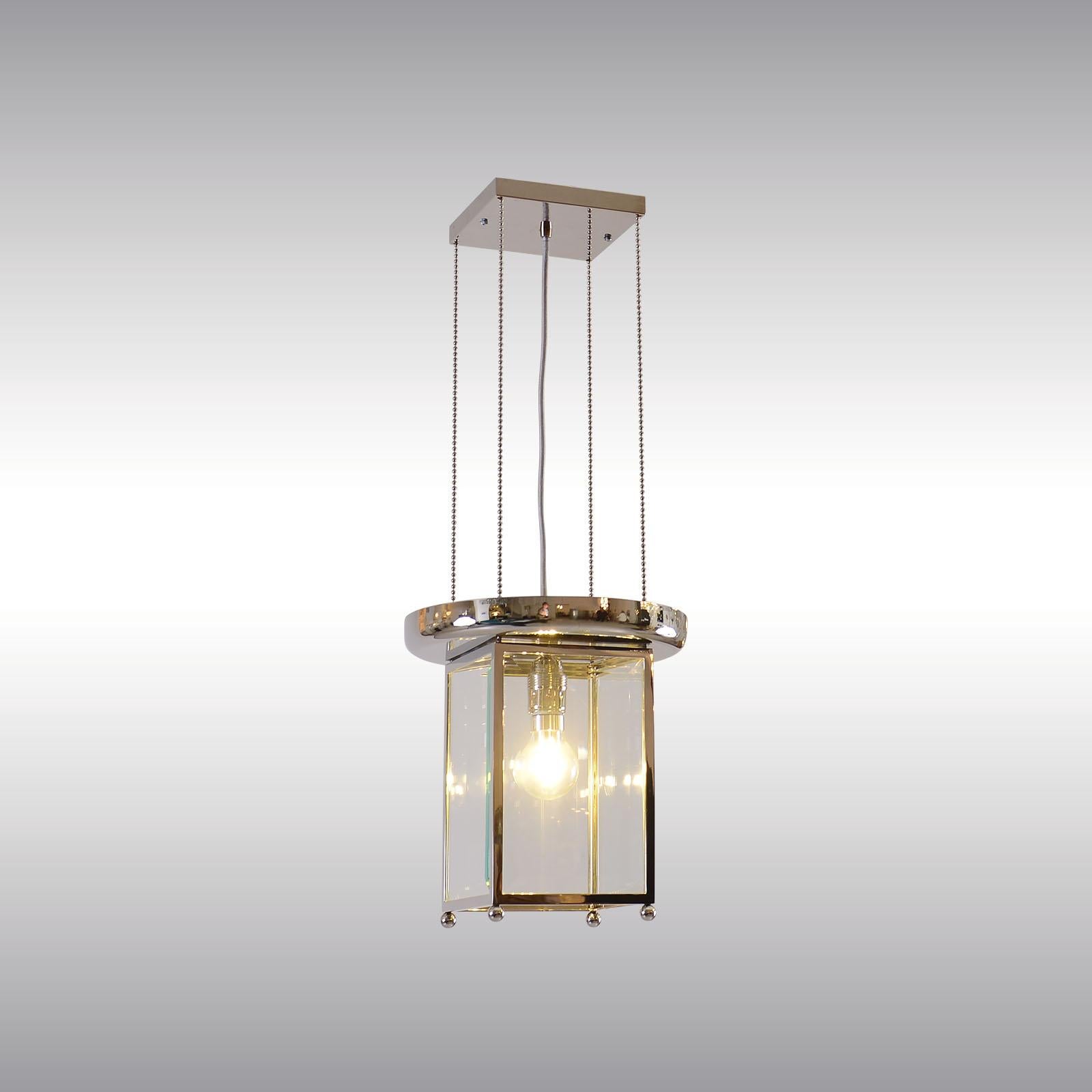 Brass Josef Hoffmann Jugendstil Vienna Secessionist Lantern Pende, Re-Edition For Sale