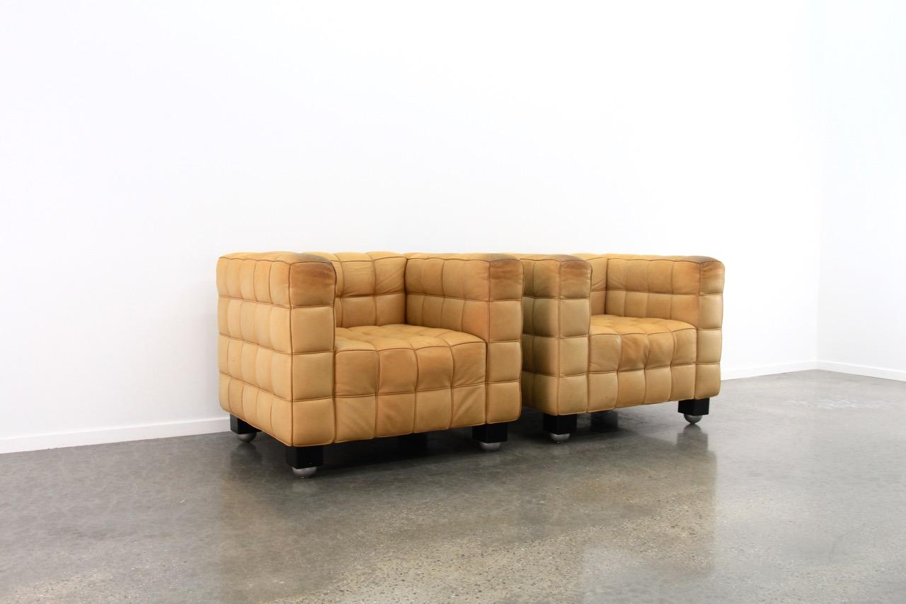 Art Deco Josef Hoffmann Kubus Armchairs for Wittmann