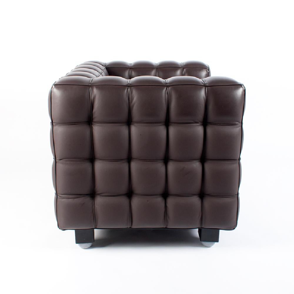 Austrian Josef Hoffmann Kubus Club Chair in Dark Brown Leather for Wittmann, Austria