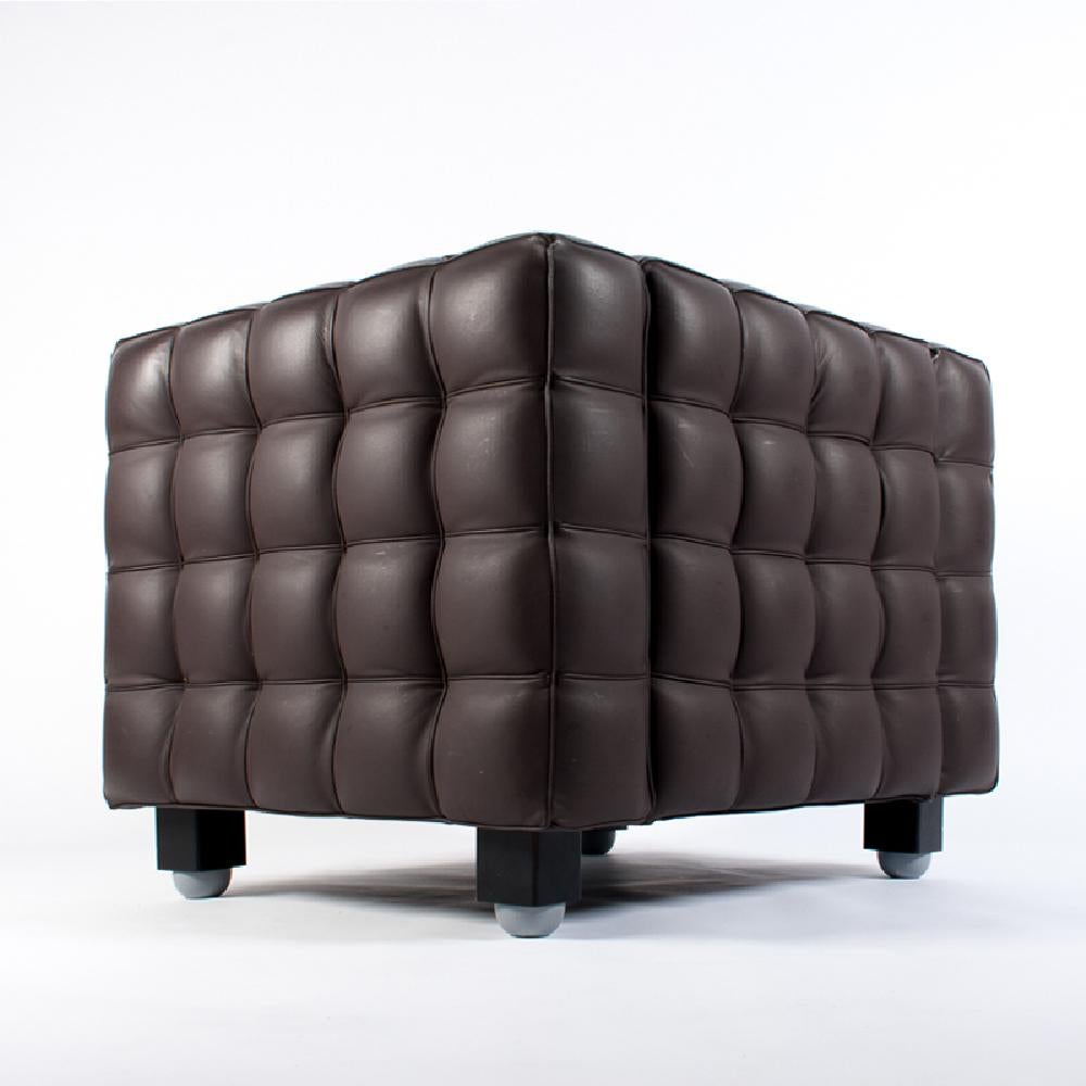 Josef Hoffmann Kubus Club Chair in Dark Brown Leather for Wittmann, Austria 1