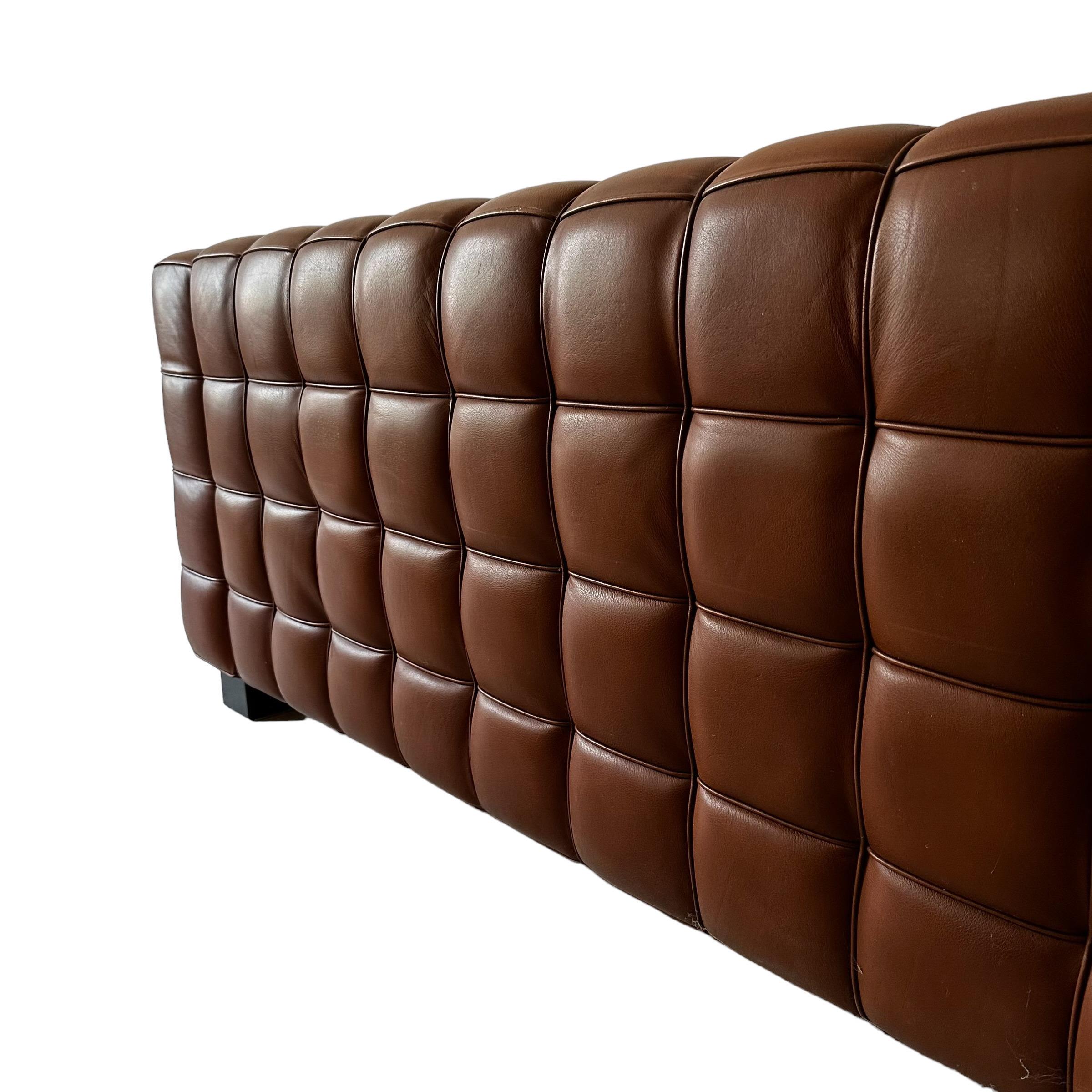 Late 20th Century Josef Hoffmann Kubus Sofa in Patinated Original Cognac Leather by Wittmann For Sale
