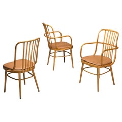 Josef Hoffmann, Ligna, Mid-Century Modern, Bistro Chairs, Czech Republic, 1970s