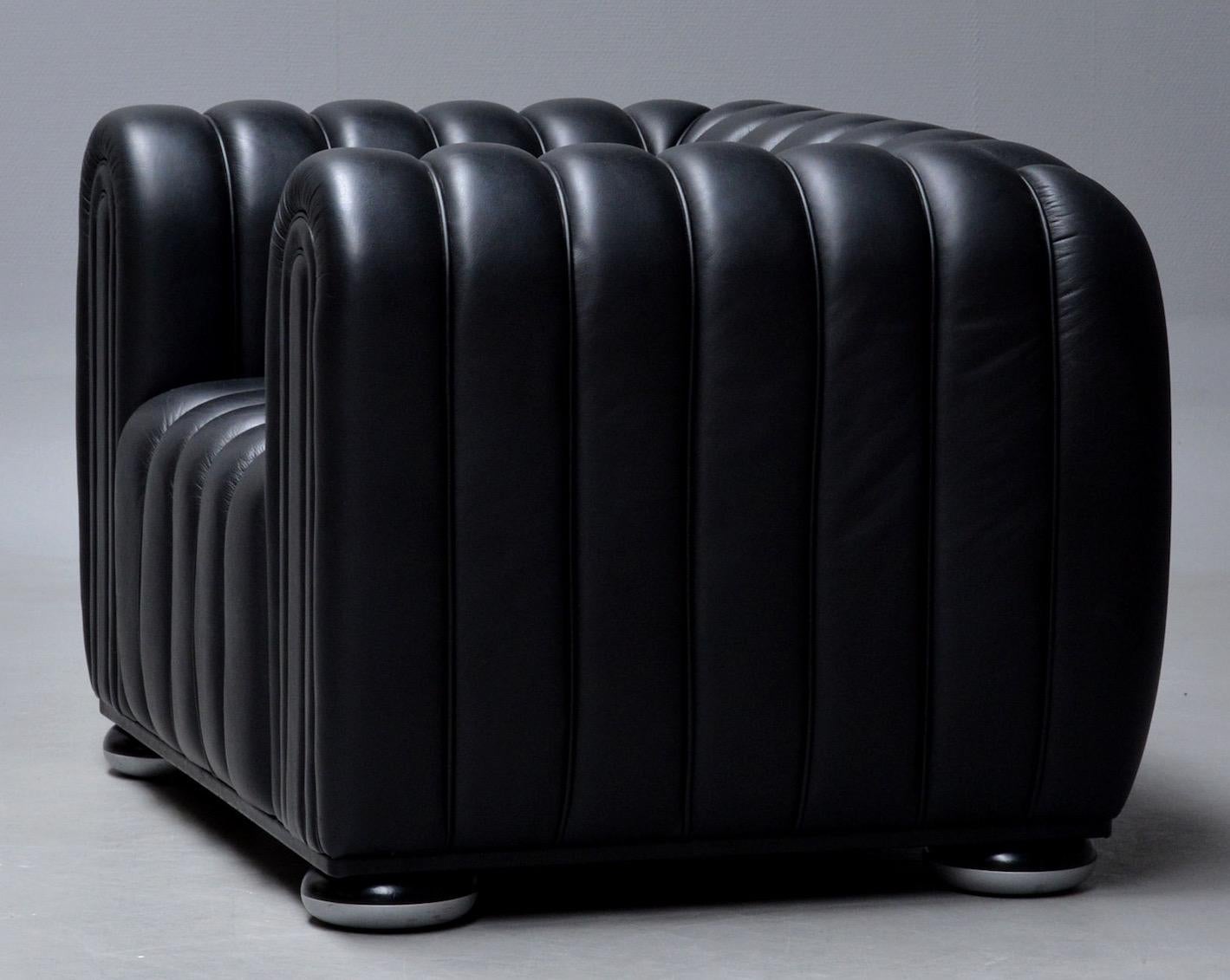 Austrian Josef Hoffmann Lounge chair model 'Club1910' for Wittmann Black Leather Armchair