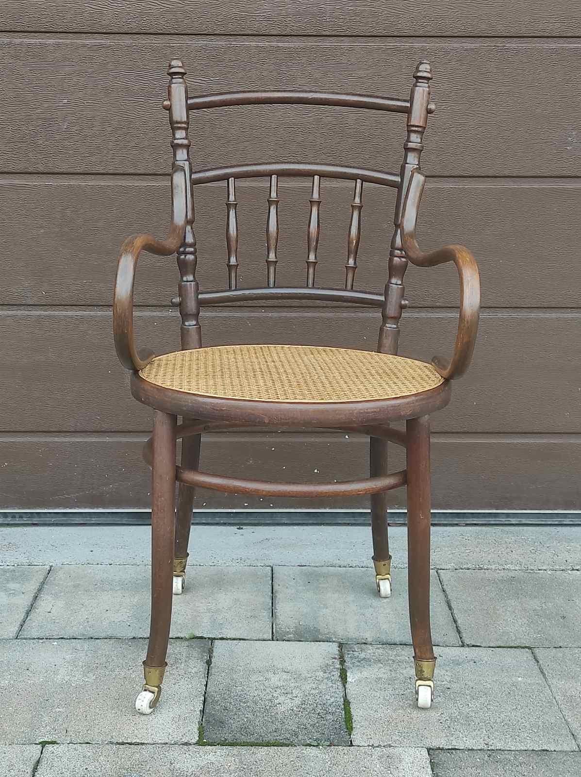 Art Nouveau Sedia da ufficio Josef Hoffmann con rotelle in porcellana per Fischel 1910 in vendita