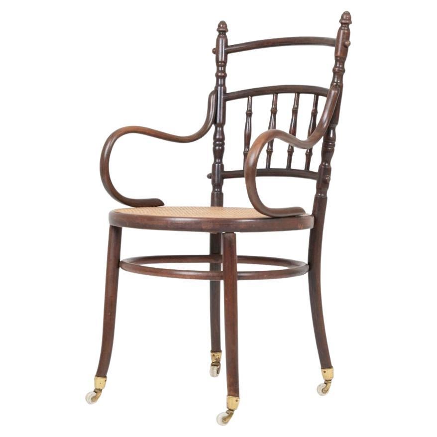Josef Hoffmann Office Chair With Porcelain Caster Wheels For FISCHEL 1910s For Sale