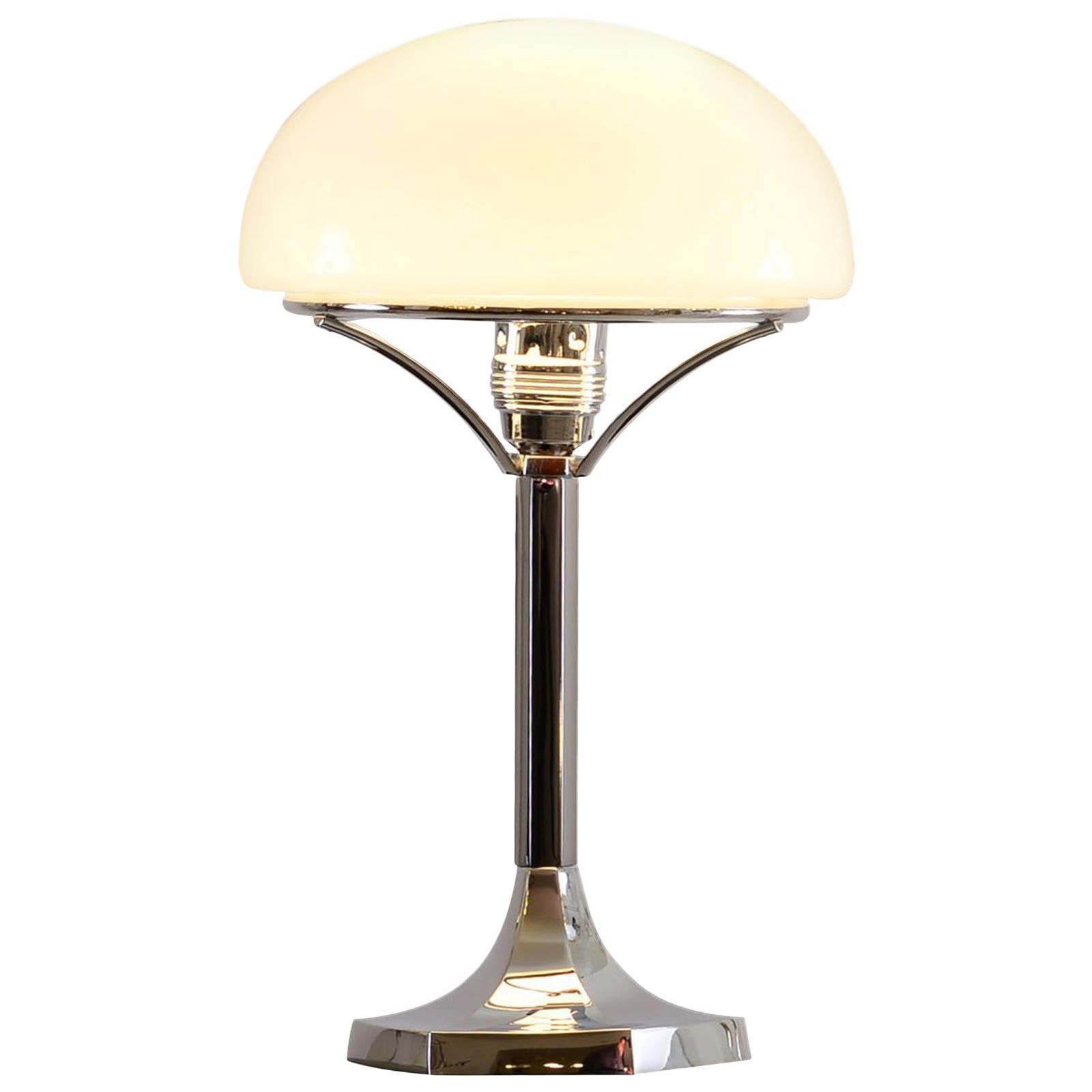 Josef Hoffmann Opaline Glass Table Lamp, ReEdition, Woka Lamps, Vienna For Sale at 1stDibs