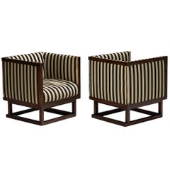 Josef Hoffmann : paire de fauteuils cubiques « Cabinet » en acajou