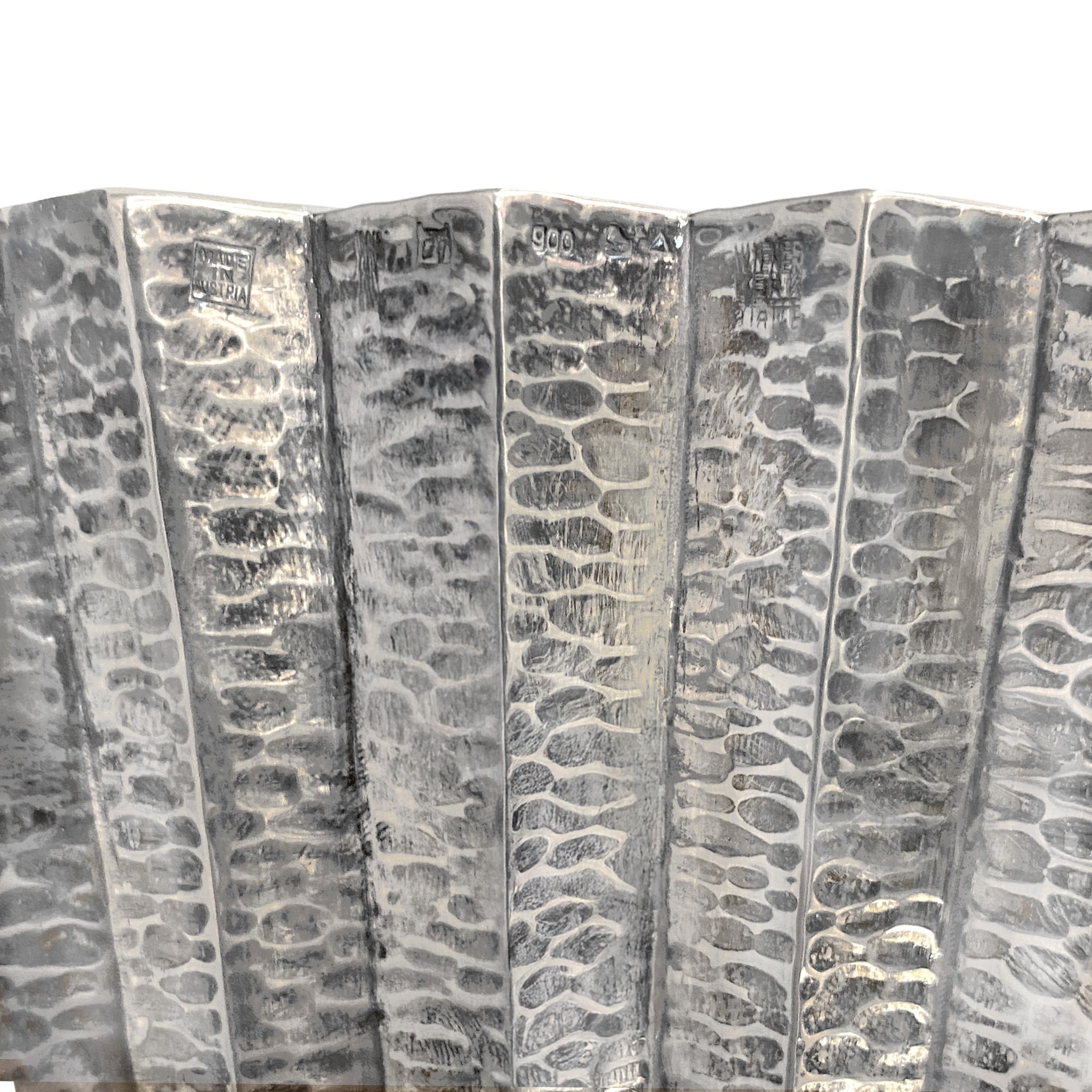 Modern Josef Hoffmann Pair of Hammered Silver Vases For Sale