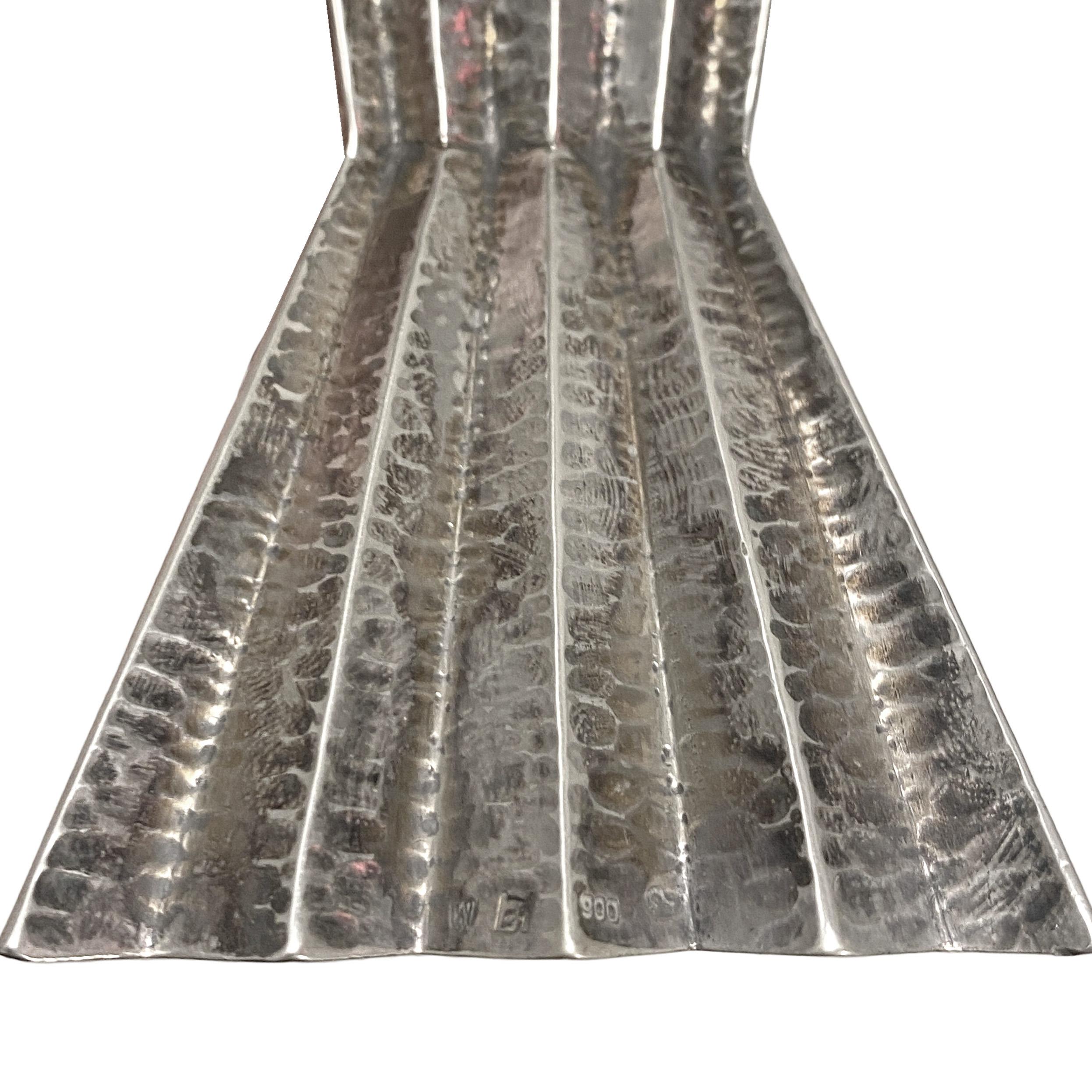 Josef Hoffmann Pair of Hammered Silver Vases In Excellent Condition For Sale In New York, NY