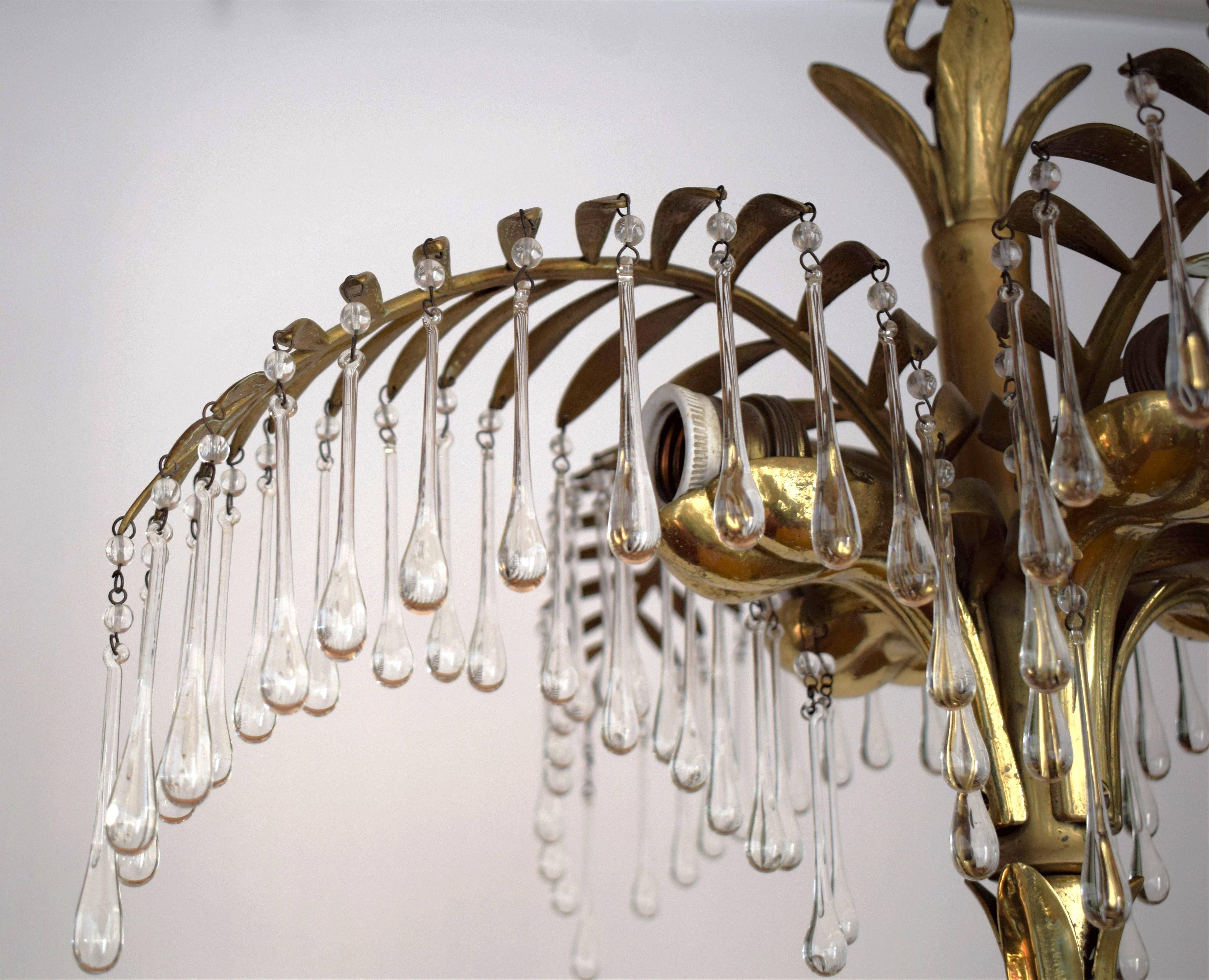 Jugendstil Josef Hoffmann Palmen Kronleuchter für Balakowits
