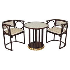 Josef Hoffmann Table à piédestal Fledermaus et 2 chaises par Wittmann Style Art Déco