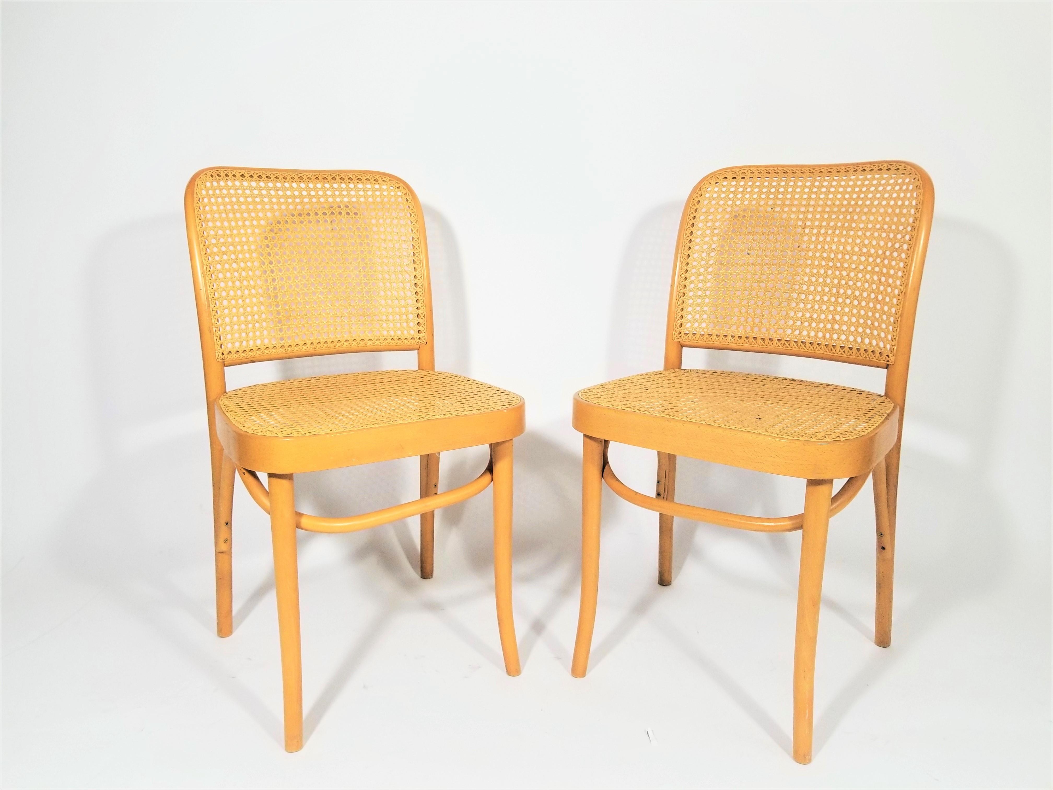 Antique pair of Josef Hoffmann cane bentwood side chairs. Made in Poland. Designed by Josef Hoffmann in 1920s.
Complimentary delivery can be arranged for this item in NYC and surrounding areas.
