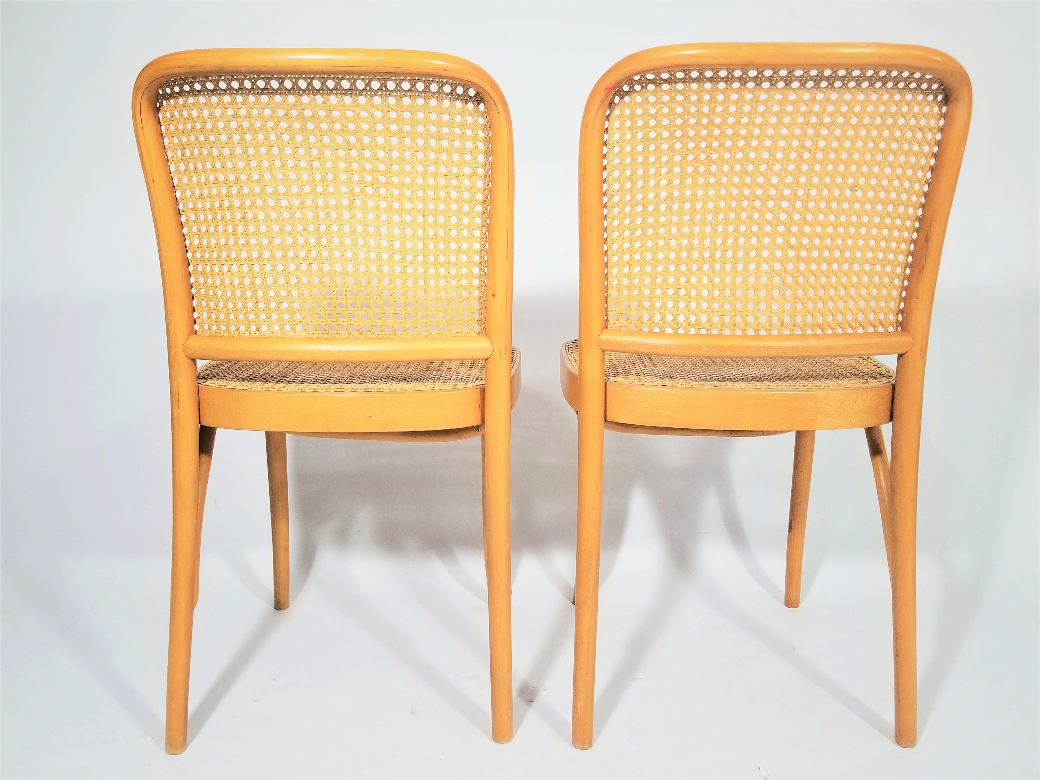 Josef Hoffmann Poland Cane Bentwood Pair of Side Chairs 3
