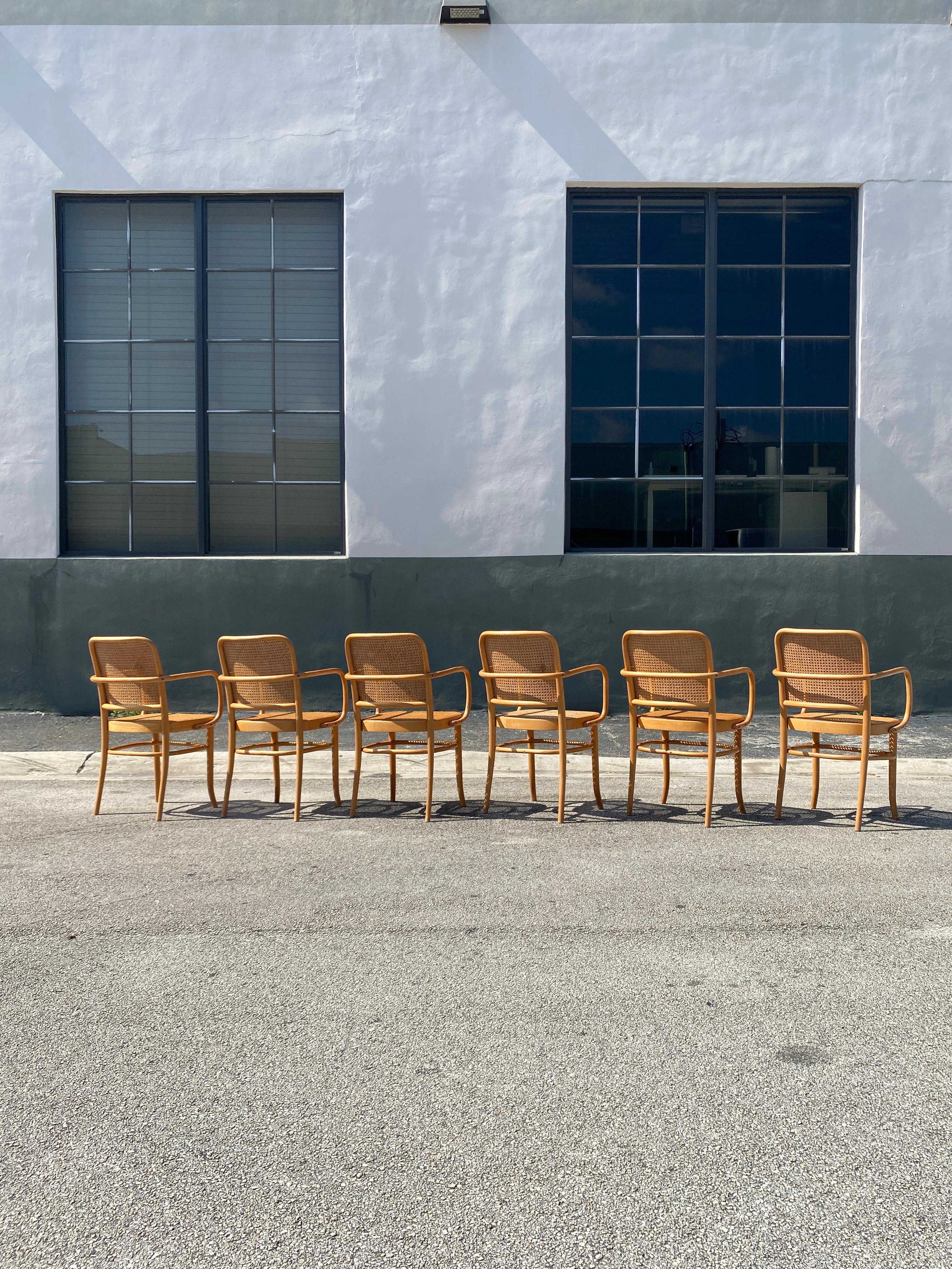 20th Century Josef Hoffmann 'Prague 11' Cane Dining Chairs, Set of Six