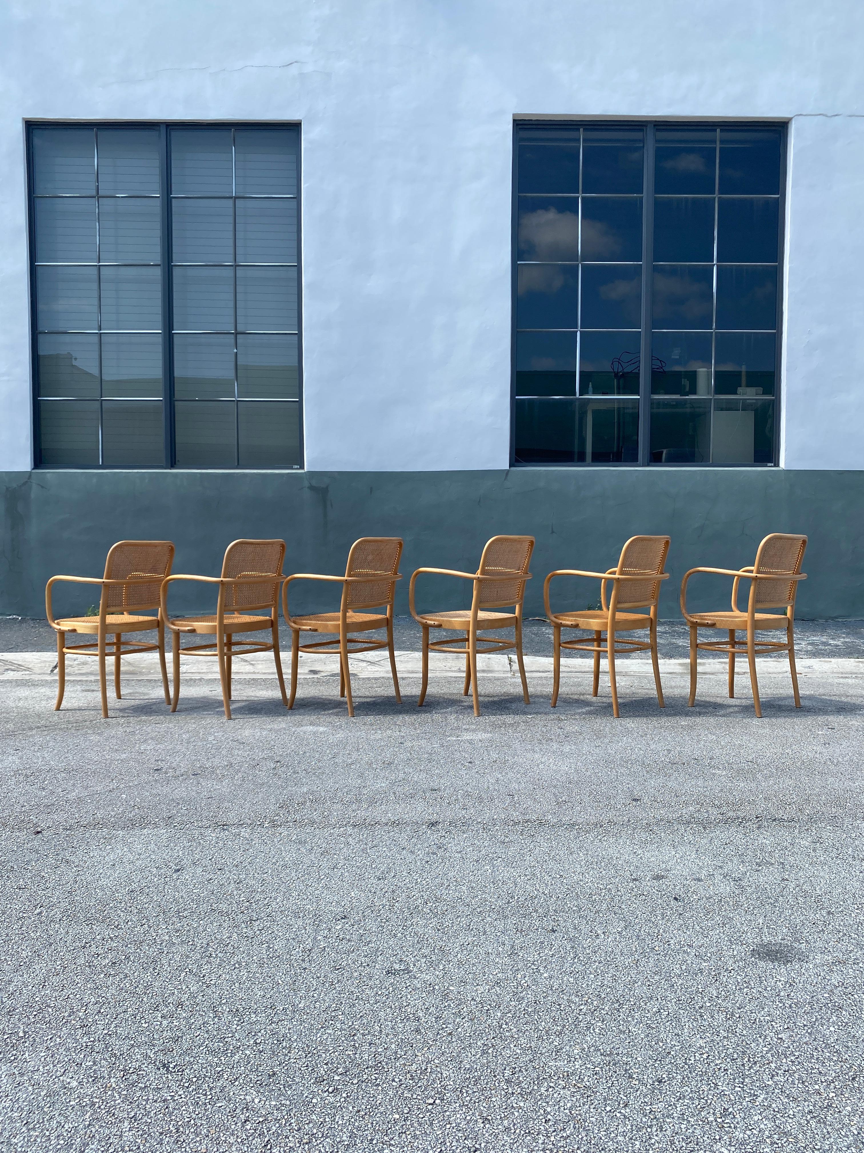 Josef Hoffmann 'Prague 11' Cane Dining Chairs, Set of Six 1