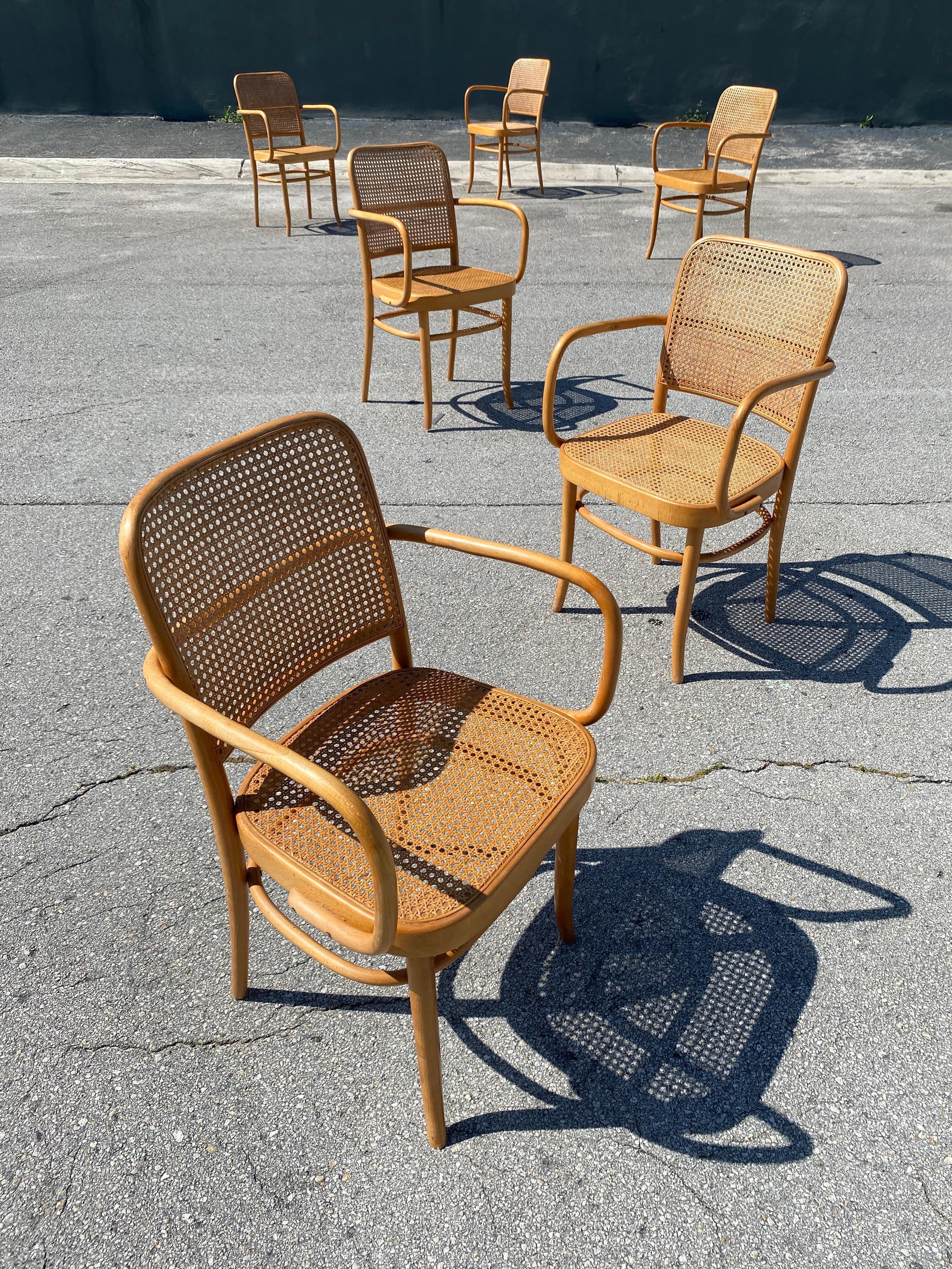 Josef Hoffmann 'Prague 11' Cane Dining Chairs, Set of Six 2
