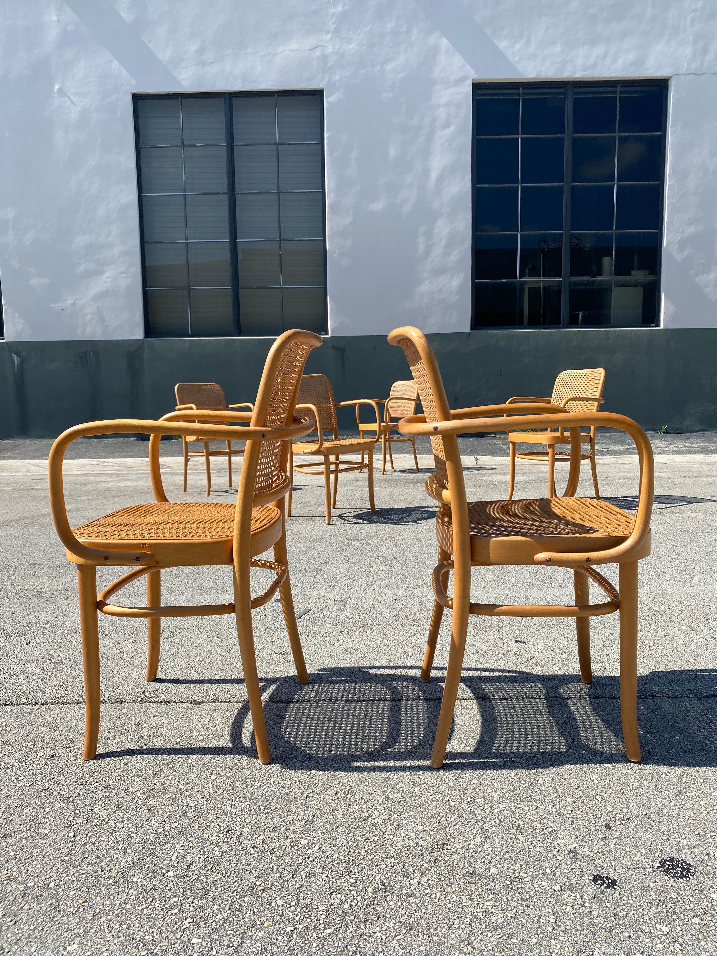 Josef Hoffmann 'Prague 11' Cane Dining Chairs, Set of Six 3