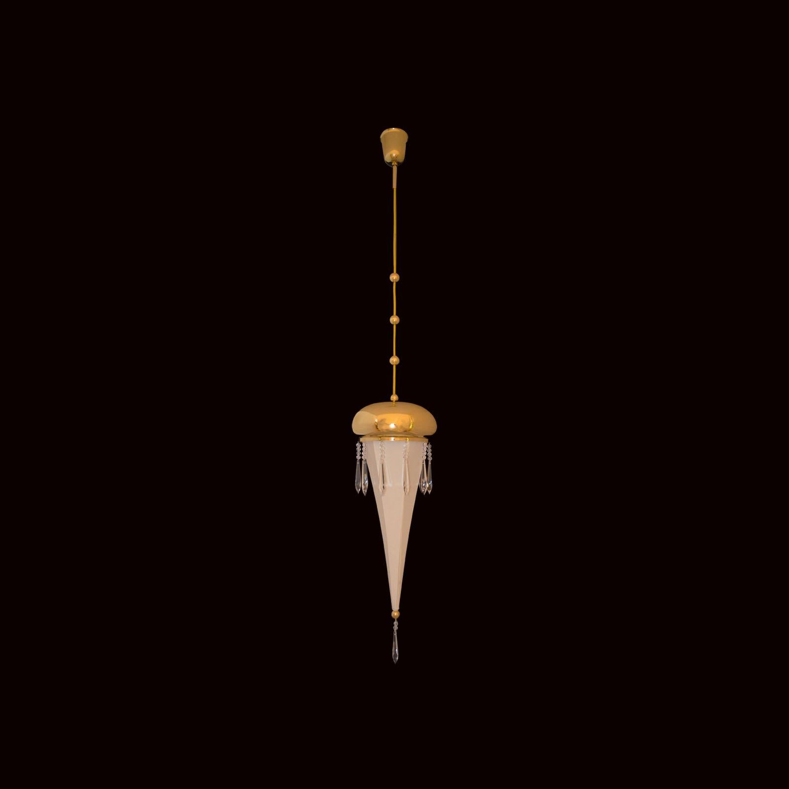 This marvellous pendant was designed for the New York branch of the historical Wiener Werkstaette.

All components according to the UL regulations, with an additional charge we will UL-list and label our fixtures.
  
