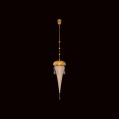Josef Hoffmann Silk and Brass Pendant Wiener Werstaette 5th Avenue, Re Edition