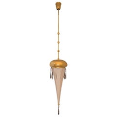 Josef Hoffmann Silk and Brass Pendant Wiener Werstaette 5th Avenue, Re Edition