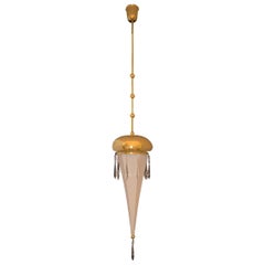 Josef Hoffmann Silk and Brass Pendant Wiener Werstaette 5th Avenue, Re Edition
