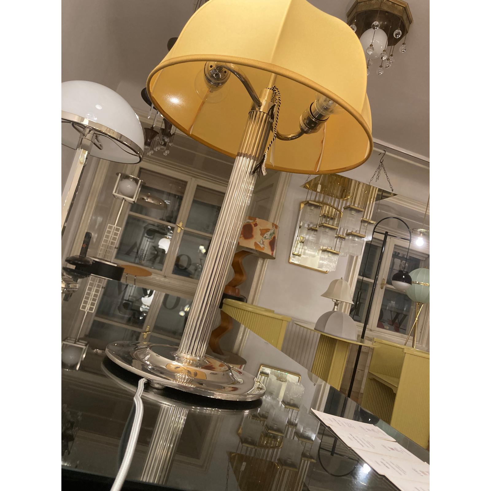 Hand-Crafted Josef Hoffmann Silk and Brass Table Lamp Villa Primavesi, Re-Edition For Sale