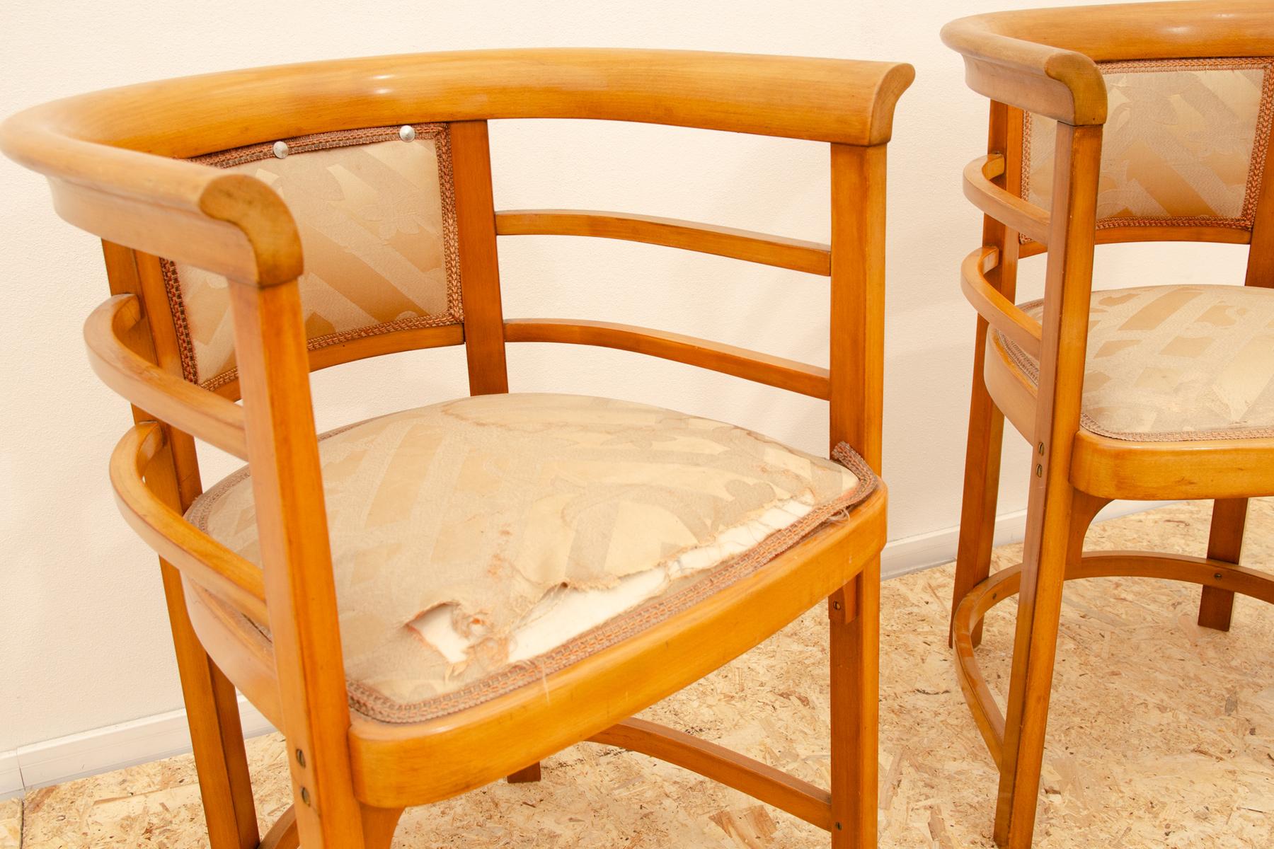 Upholstery Josef Hoffmann style bentwood armchairs, 1920´s, Europe For Sale