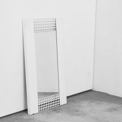 Josef Hoffmann Style Mirror in White Lacquered Metal 1970s