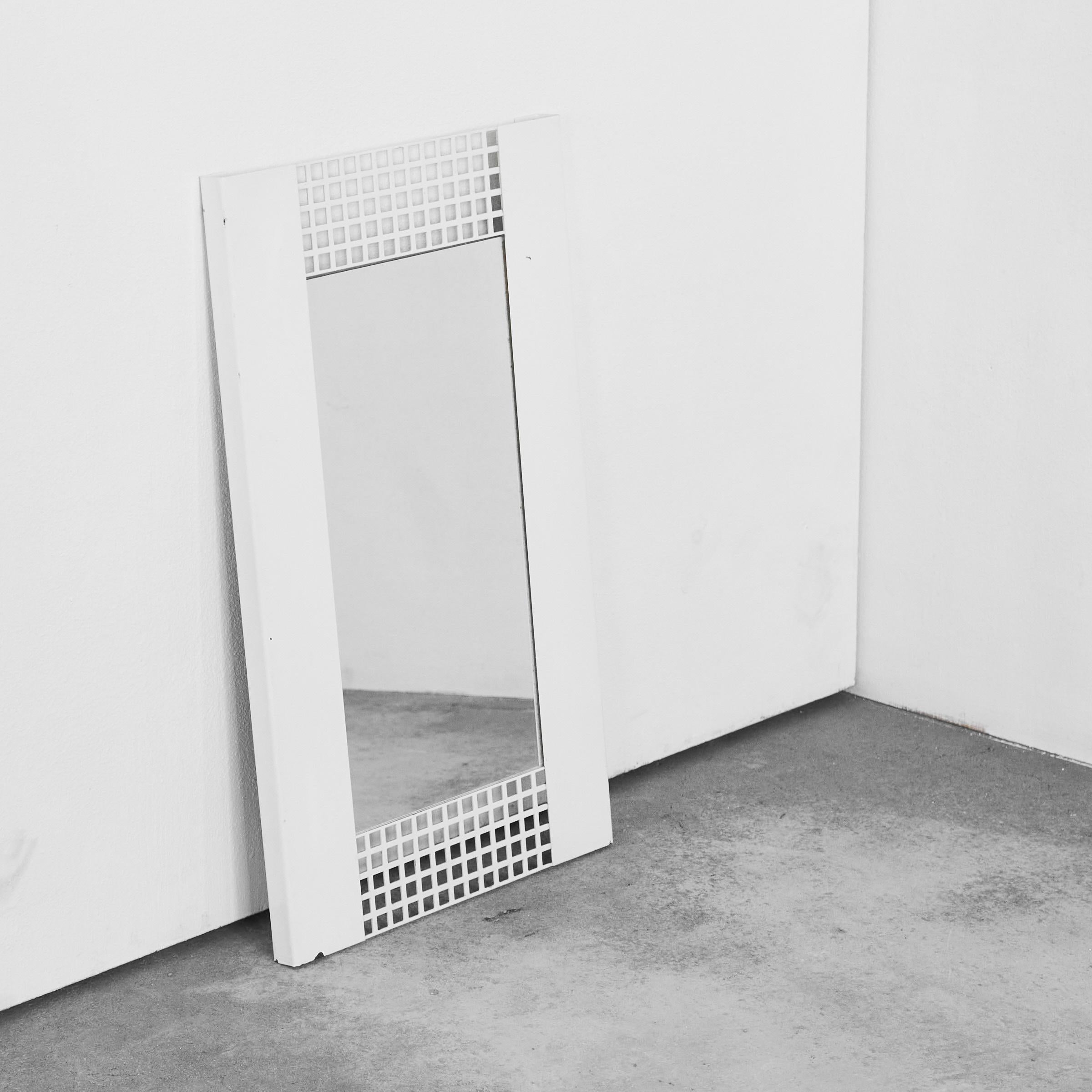 Laqué Miroir de style Josef Hoffmann en métal laqué blanc 1970 en vente