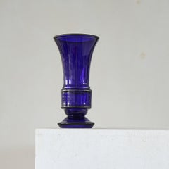 Josef Hoffmann Style Vase in Blue Art Glass Early 20th Century