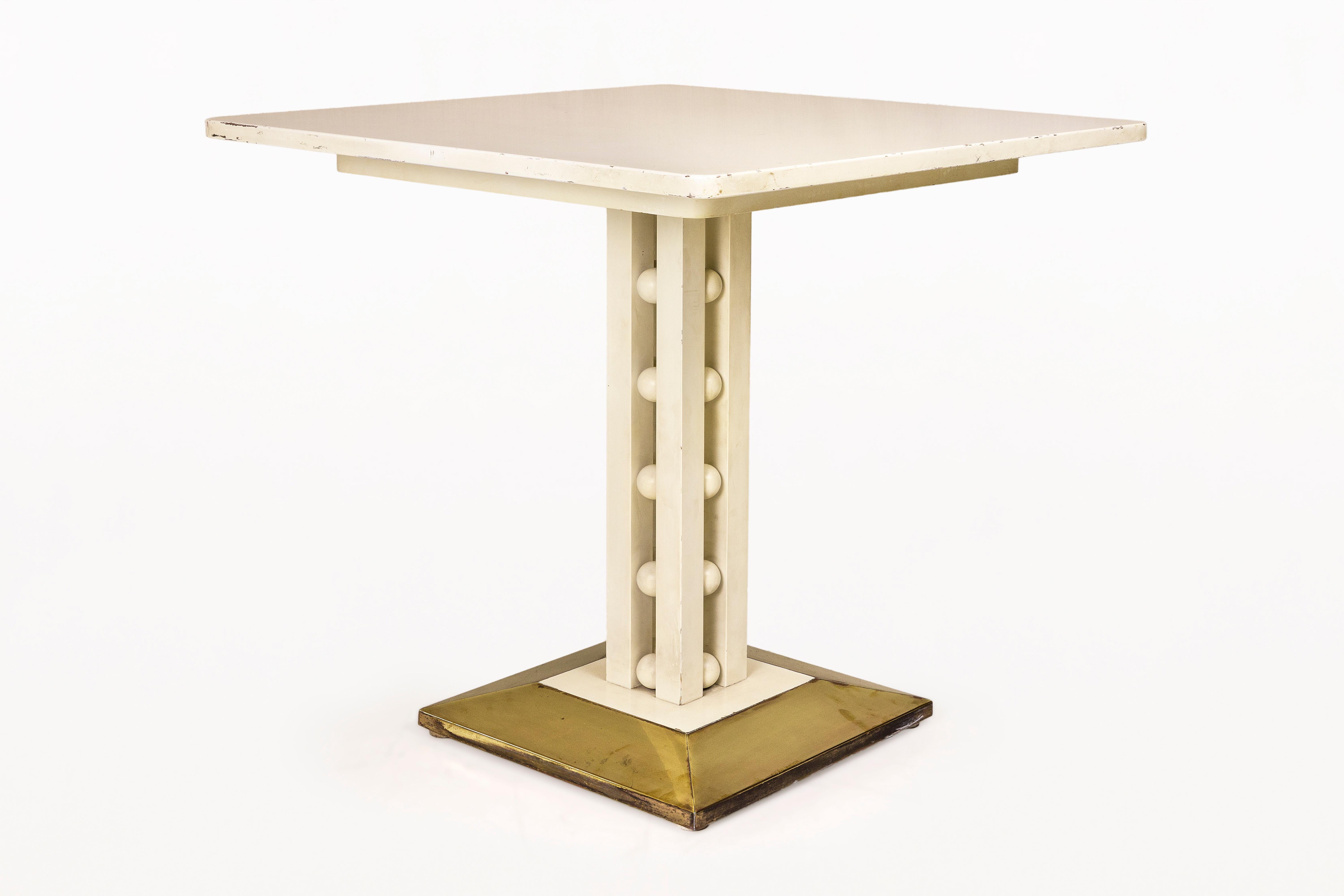 Josef Hoffmann table for Thonet
Bistro table
Lacquered white wood with a brass base
circa 1910, Austria
Very good vintage condition
Josef Hoffmann (15 December 1870 – 7 May 1956) was an Austrian architect and designer. He was among the founders