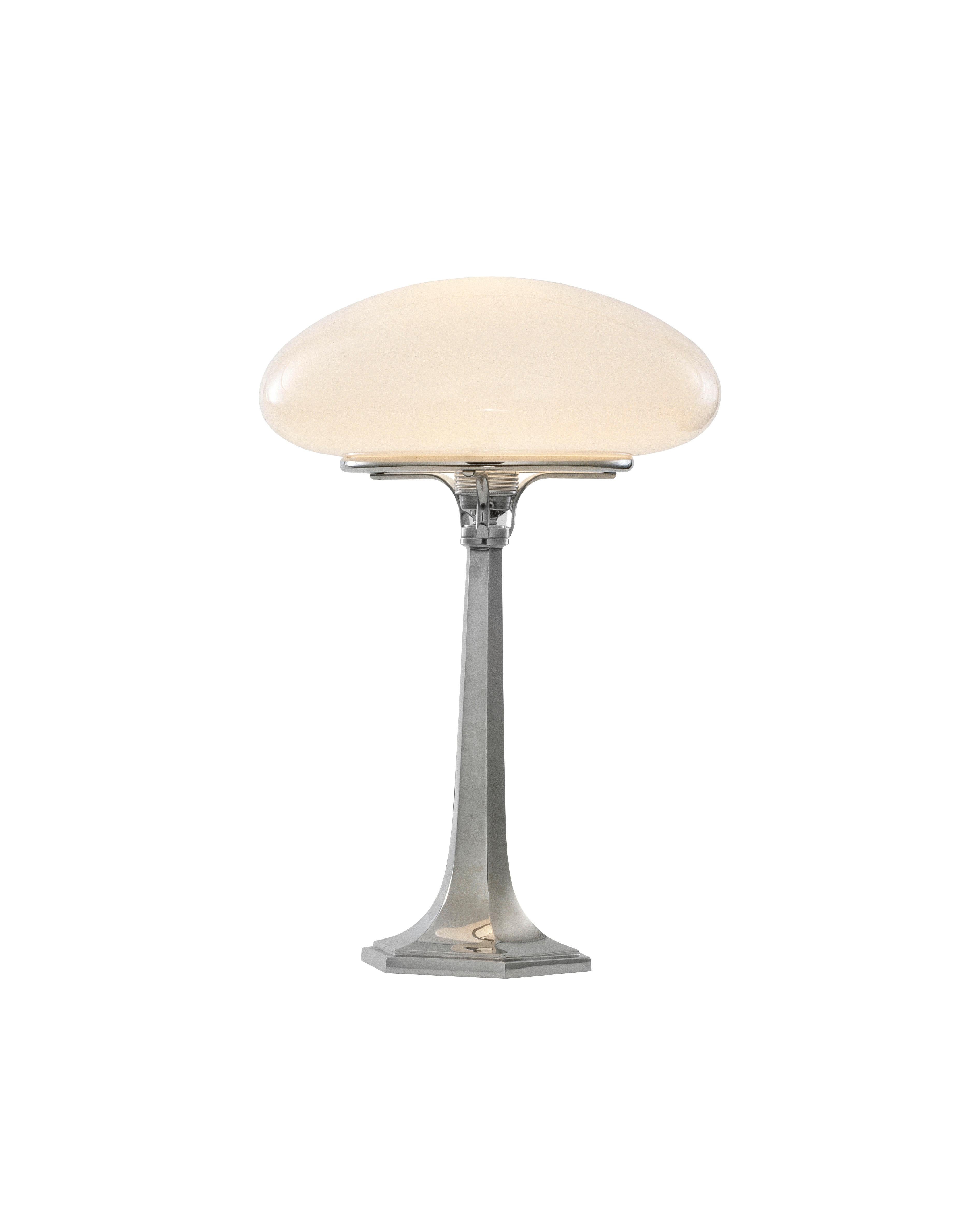 Jugendstil Josef Hoffmann Table Lamp with Opaline Glass Shade, Re Edition For Sale