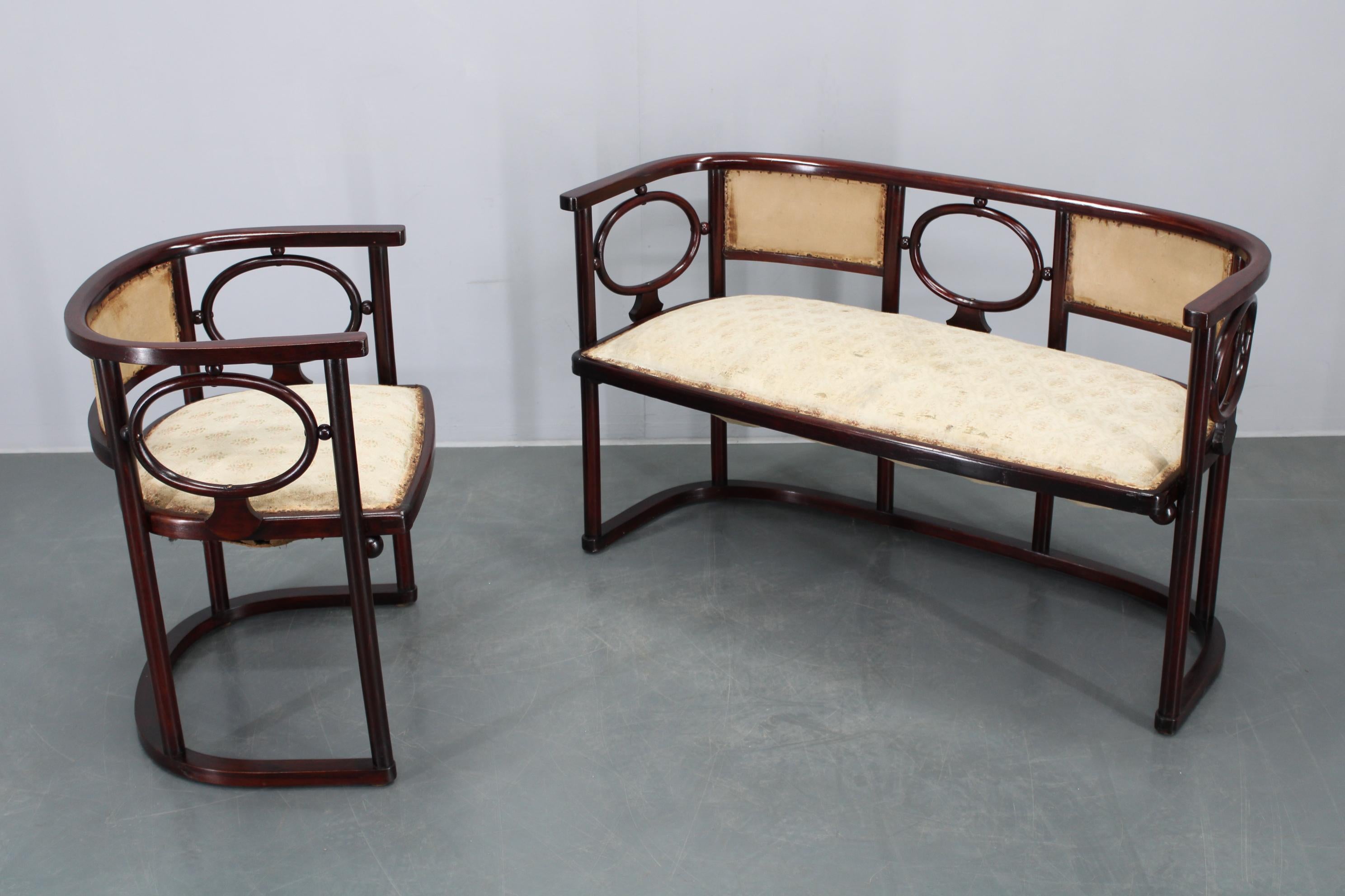 Josef Hoffmann Variación del sofá y sillón Art Nouveau 