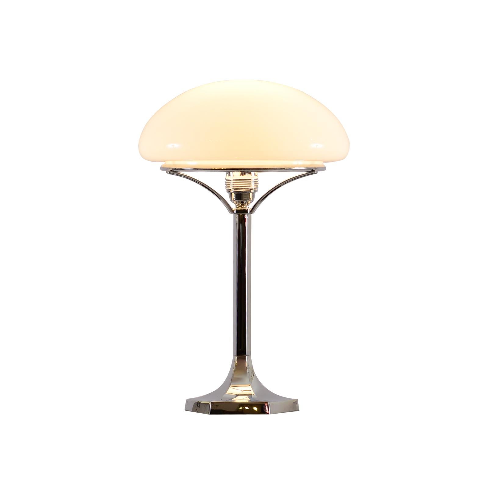 Austrian Josef Hoffmann Viennese Jugendstil Opaline Glass & Brass Table Lamp, Re Edition For Sale