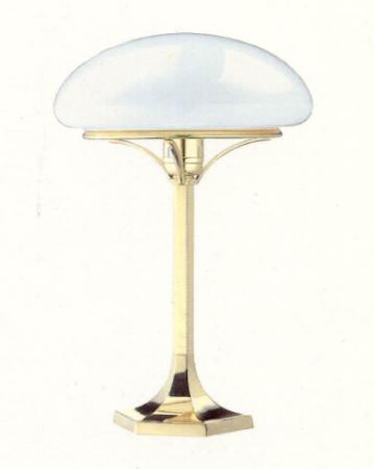 Contemporary Josef Hoffmann Viennese Jugendstil Opaline Glass & Brass Table Lamp, Re Edition For Sale