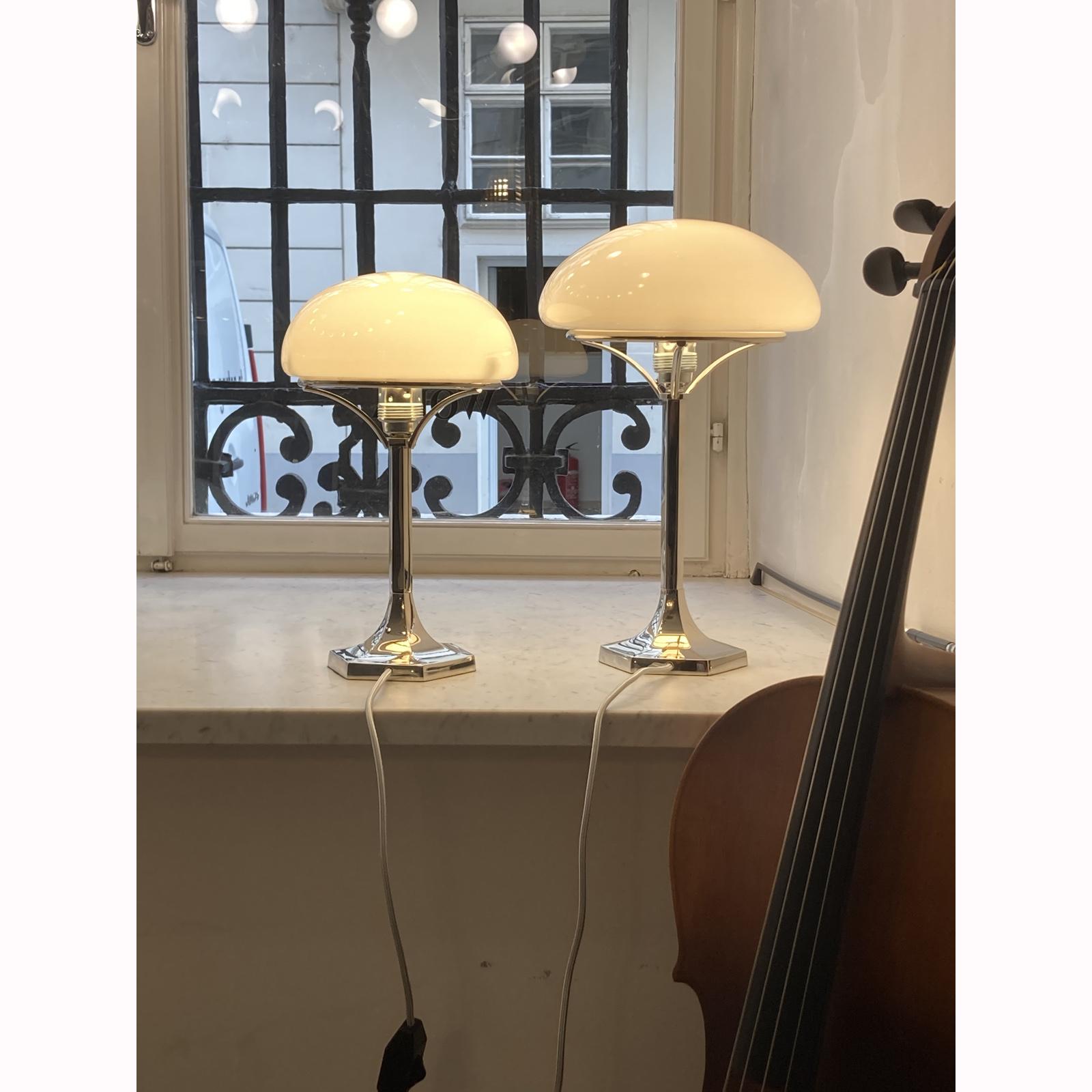 Josef Hoffmann Viennese Jugendstil Opaline Glass & Brass Table Lamp, Re Edition For Sale 1