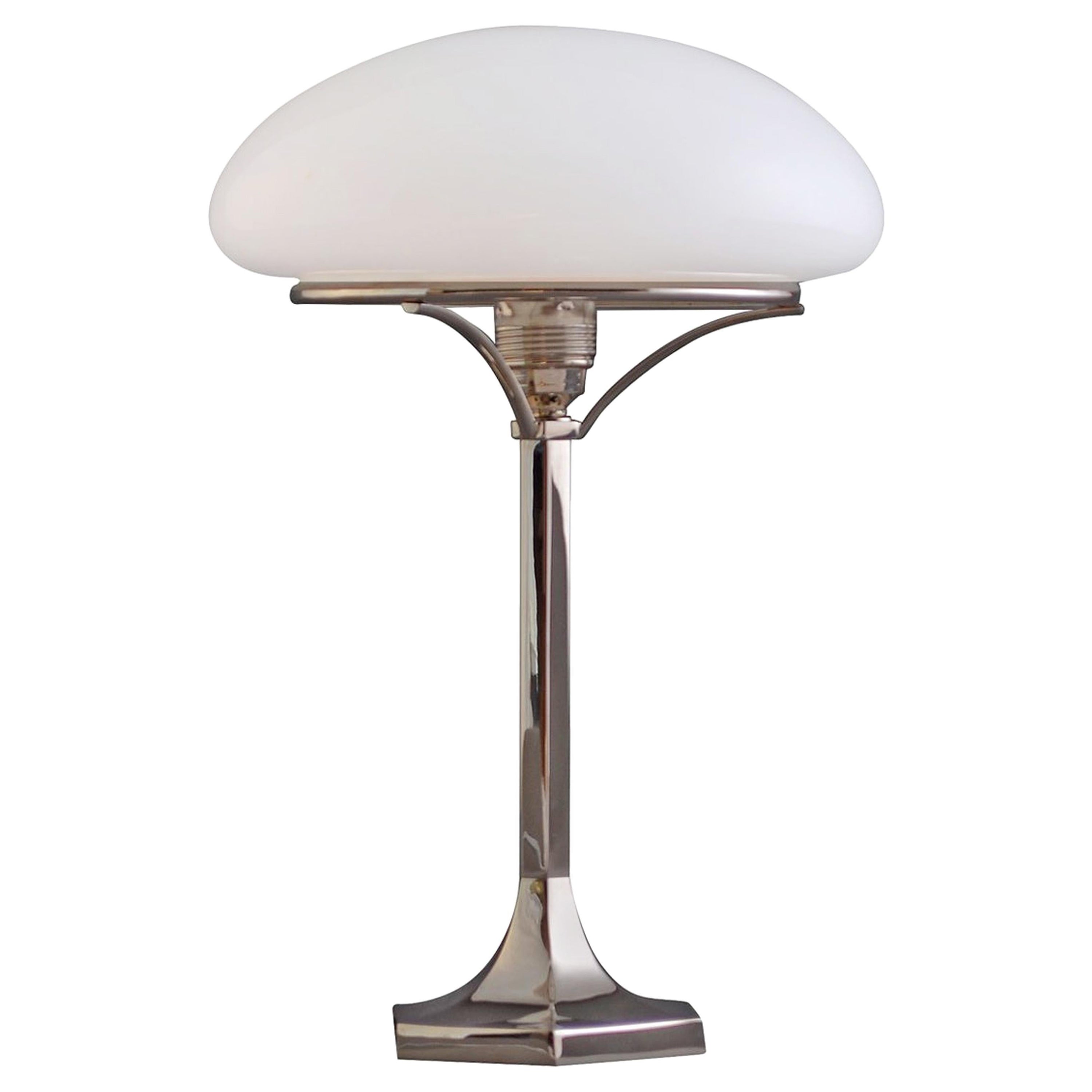 Josef Hoffmann Viennese Jugendstil Opaline Glass & Brass Table Lamp, Re Edition For Sale